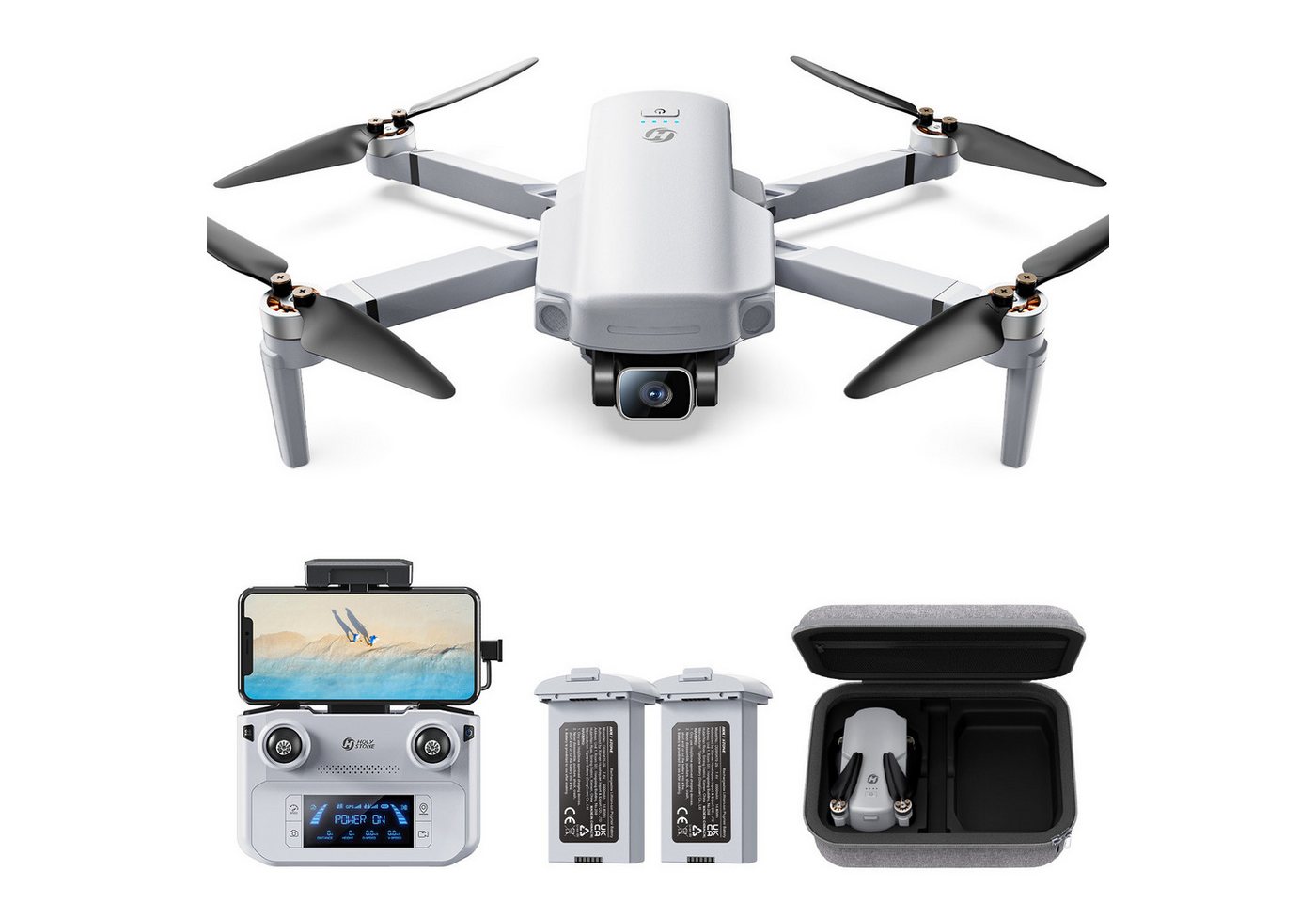 HOLY STONE GPS Drohne mit 4K Kamera, 6 km Bildübertragung, 80 Min Flugzeit Drohne (intelligente Flugmodi – Leicht faltbar für unterwegs, unter 249 g)