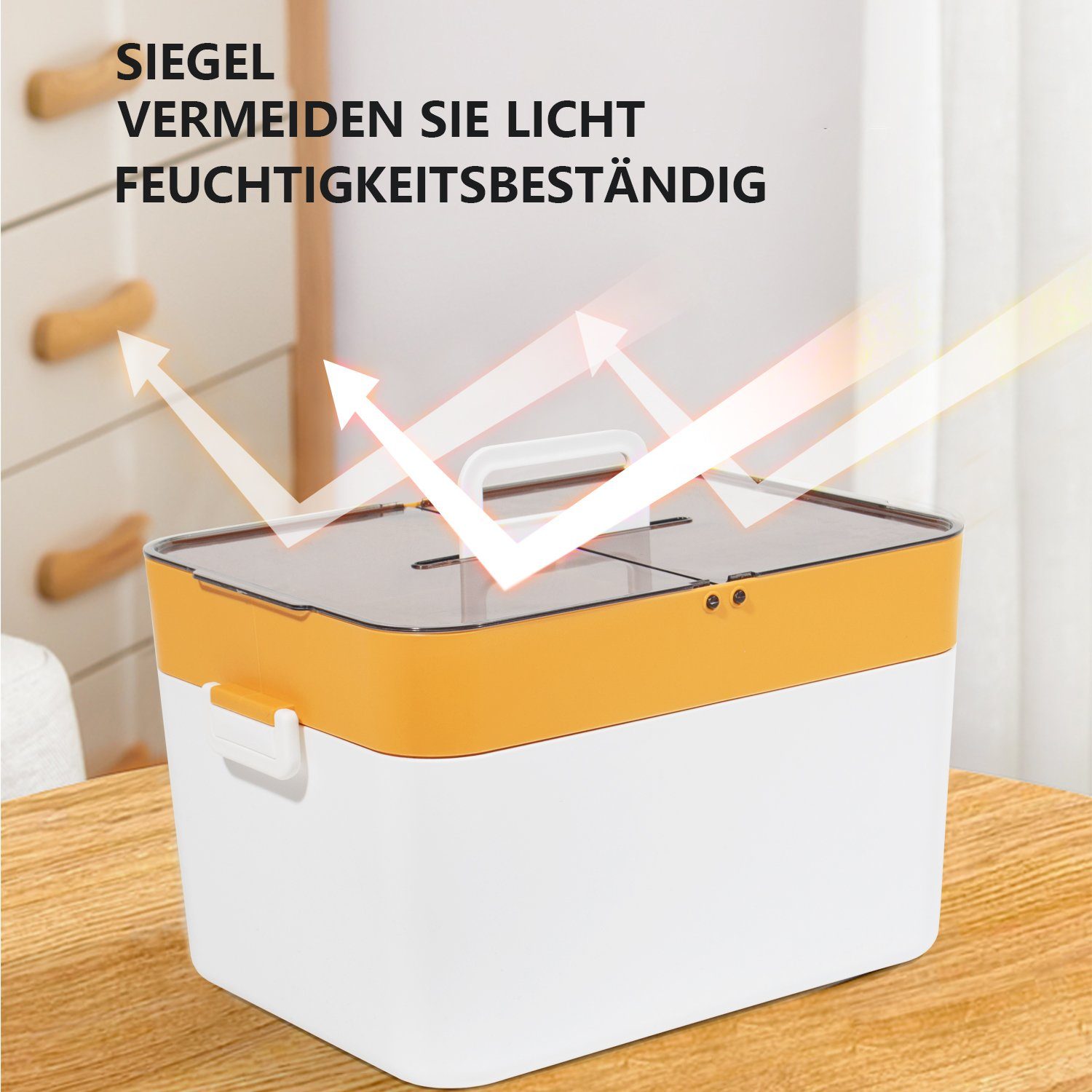 Zedelmaier Medizinschrank Erste Medikamenten Orange 21cm Hilfe Breite Aufbewahrung Kasten, Box, (YX1003) Hausapotheke