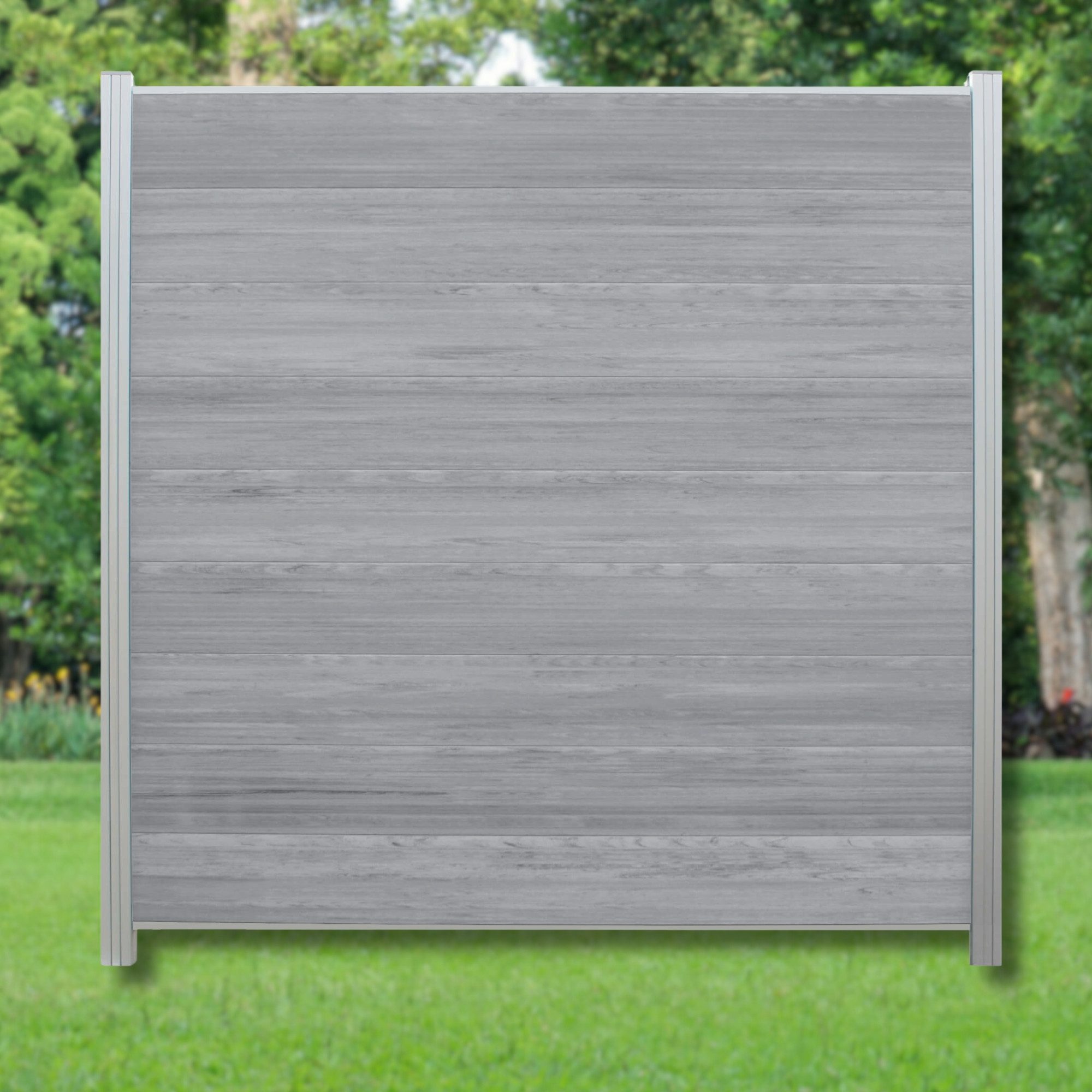 WPC Profi Zaun Komplettset grau anthrazit mix Sichtschutz Steckzaun Paneel 180x180cm, (Komplettset, mit Start- und Abschlussleisten, Pfosten und Zubehör)