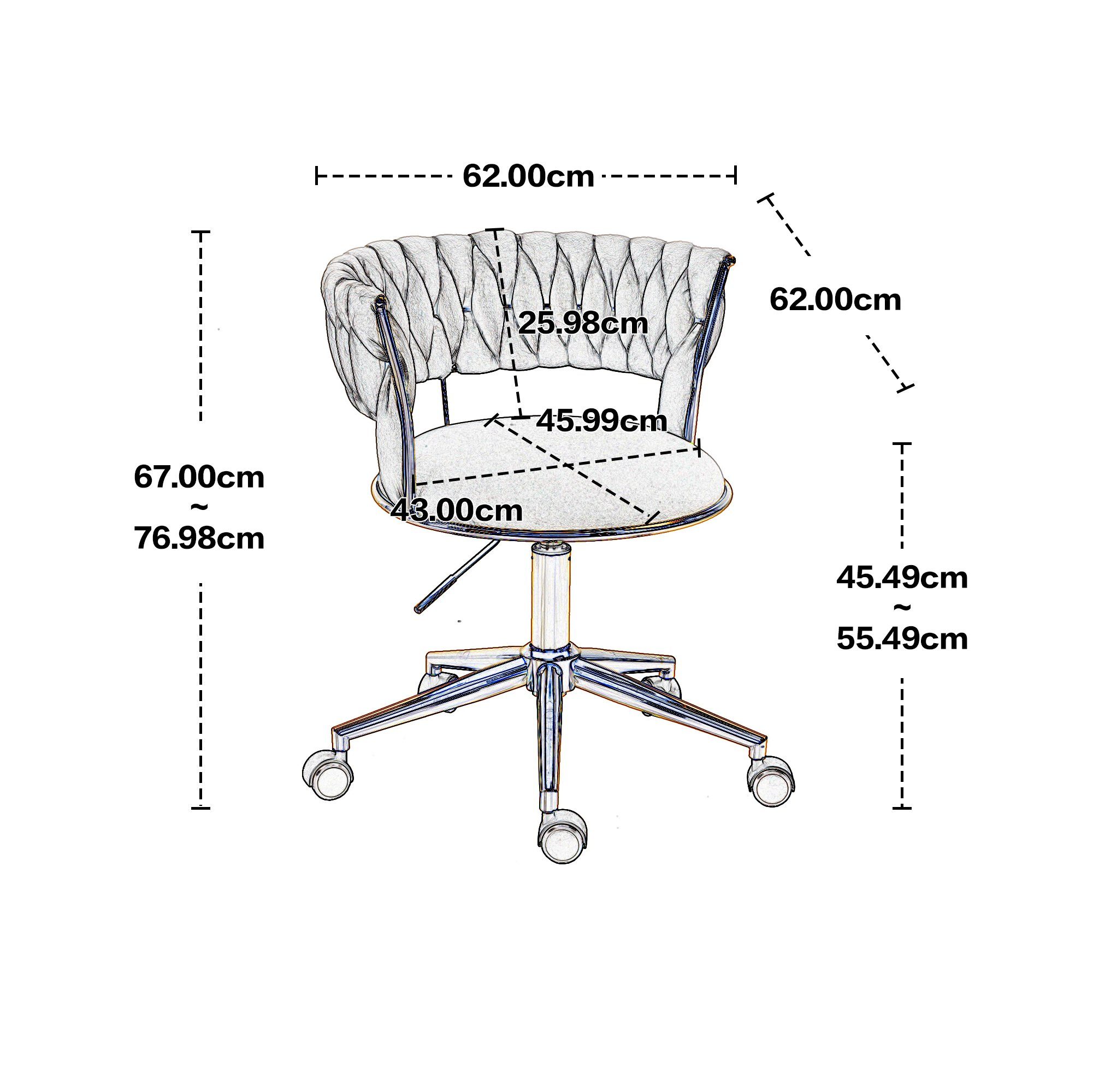 Samt Bürohocker, Chefsessel, Drehstuhl, höhenverstellbar Schminkstuhl, Grün Bürostuhl, Flieks