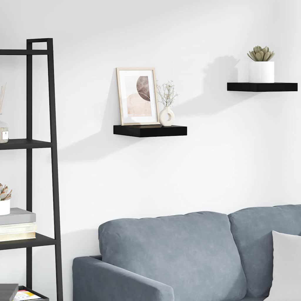 furnicato Wandregal Schweberegal 23 x 23,5 x 3,8 cm Hochglanz-Schwarz mit Metallrahmen, 1-tlg., Unsichtbare Wandboard-Halterung mit Wabenplatten-Design für Wohnraum