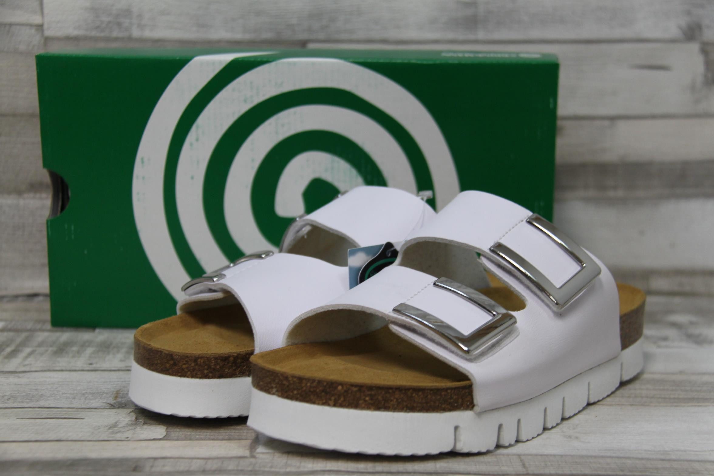 Dr. Brinkmann Dr. Brinkmann Damen Pantolette mit 2 Schnallen dicke Sohle weiß 37 Pantolette