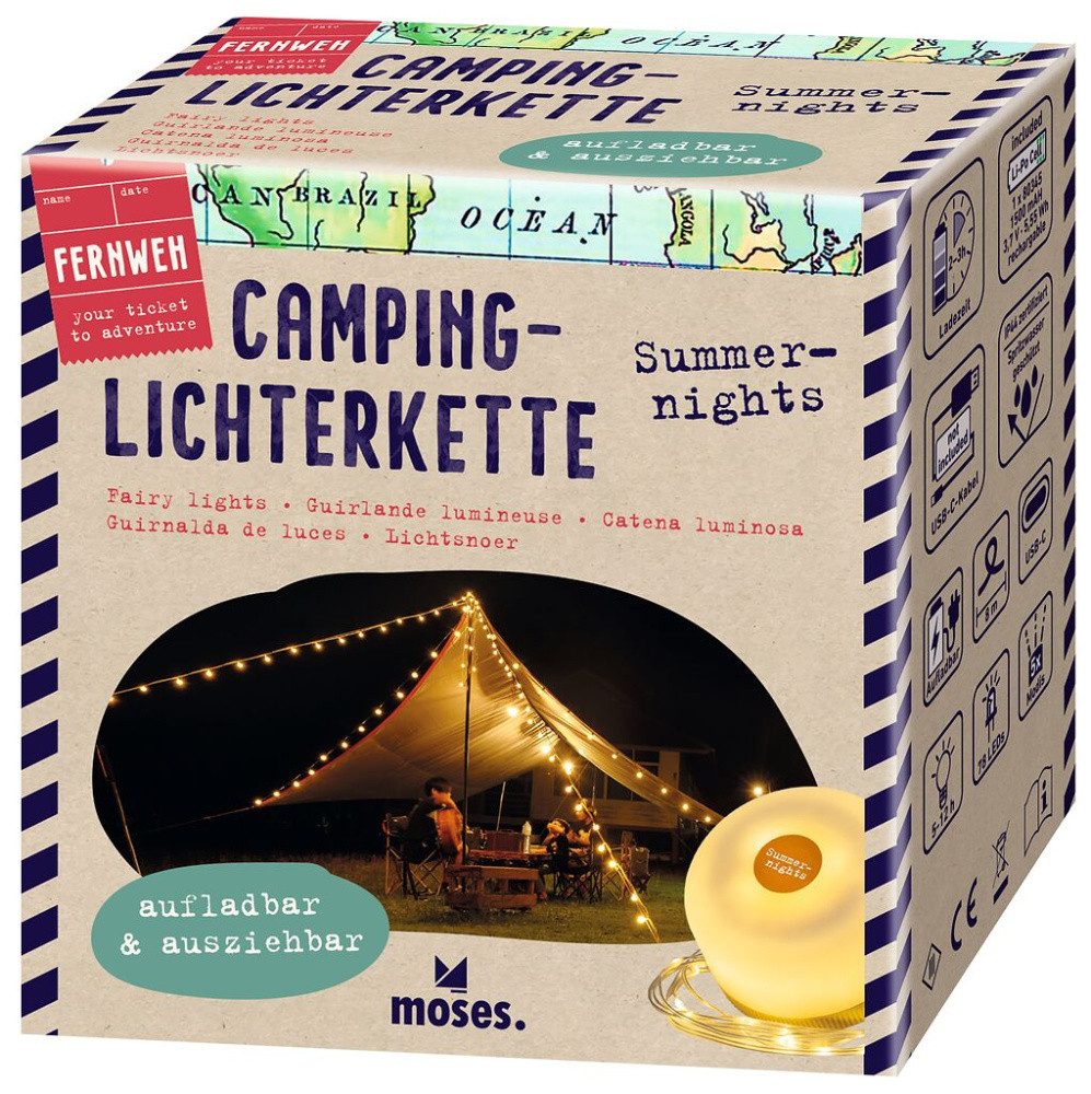 Moses. Verlag LED-Lichterkette Fernweh Camping-Lichterkette Summernights, mit 80 LEDs