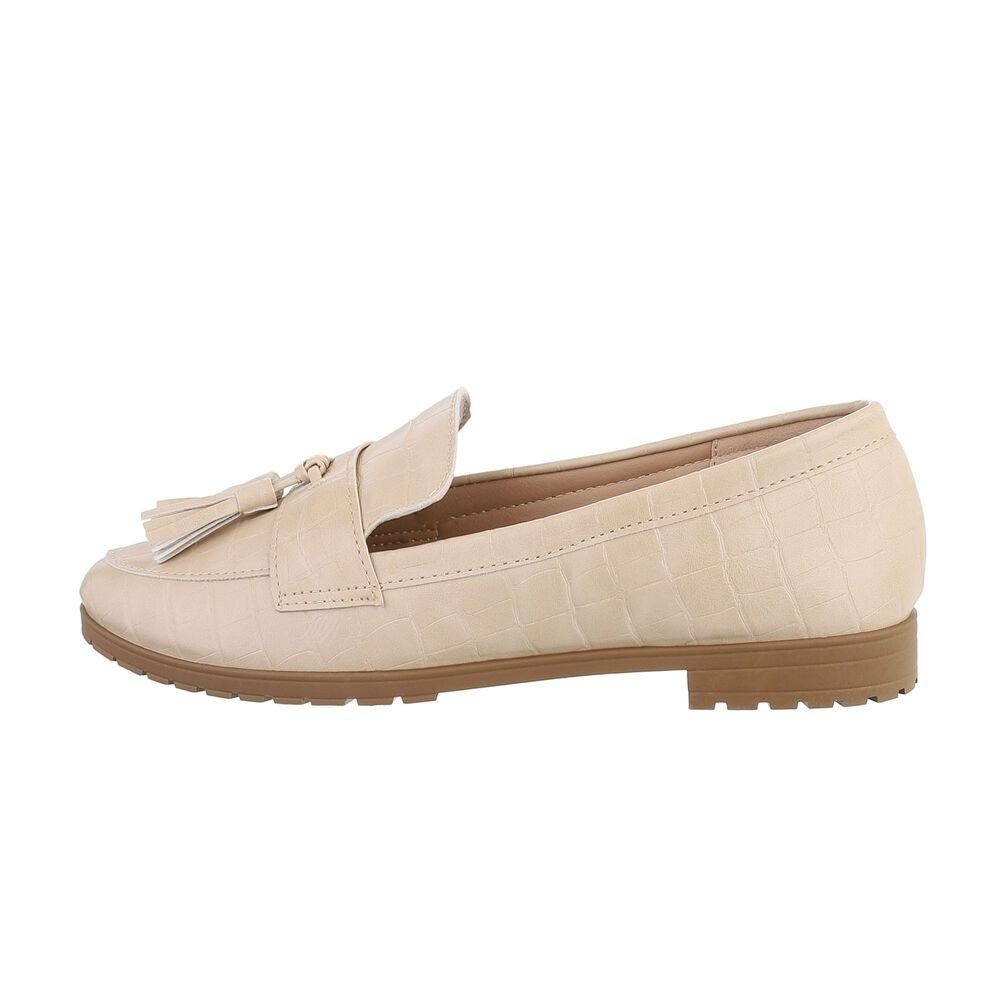 Ital-Design Damen Schlupfschuhe Freizeit Slipper Blockabsatz Slipper in Beige