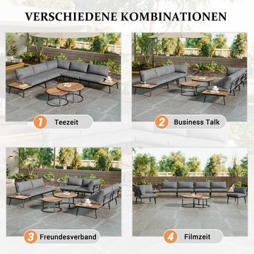 Ulife Gartenlounge-Set Balkonmöbel Set, Sitzgruppe, Garten-Garnitur mit Kissen, (6-tlg), 2x2er-Sofa, 2xEinzelsessel, 2xTisch