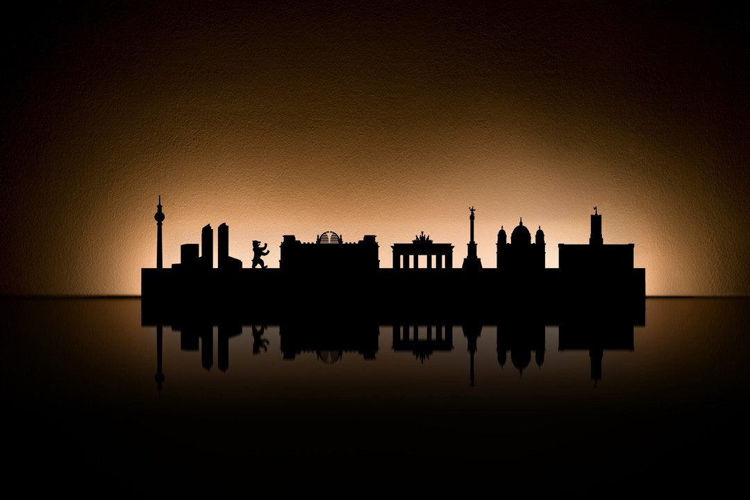 Radius Wanddekoobjekt Skyline Stadt Silhouette Wanddekoration günstig online kaufen