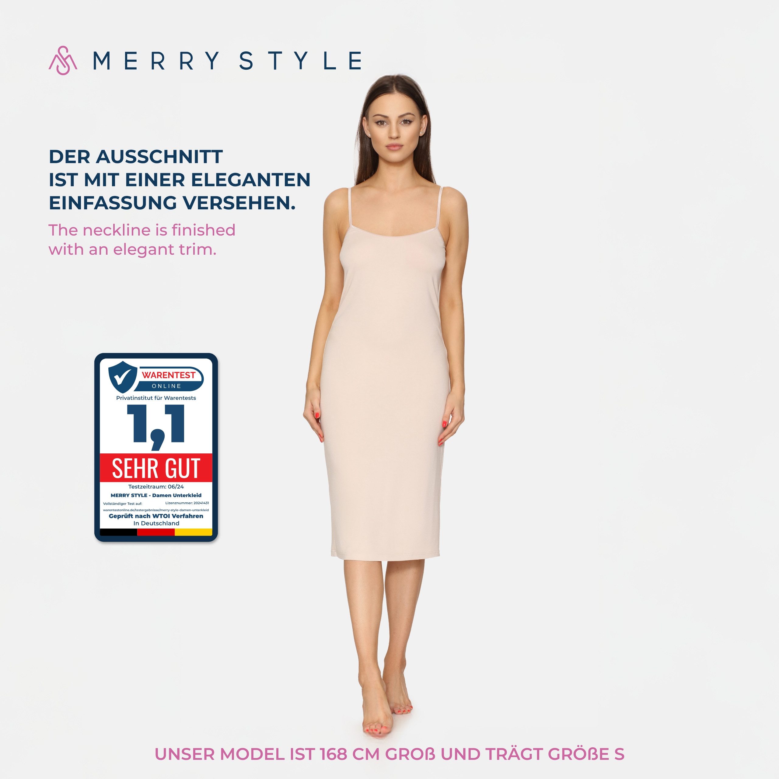 Merry Style Unterkleid Damen Spaghettikleid MS10-402 (1-tlg) aus Viskose