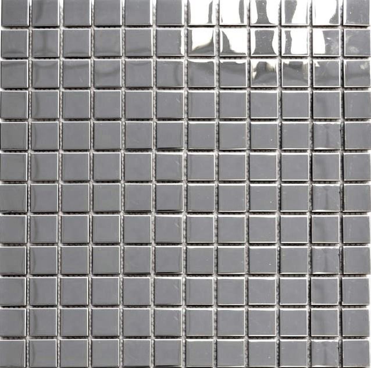 10 Mosaikmatten glänzend silber Edelstahlmosaik Mosaikfliesen / Mosani Mosaikfliesen