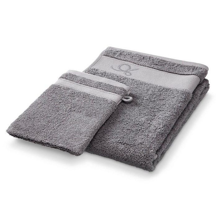 EASYmaxx Handtuch Set Baumwolle (2-tlg) DESCAMPS Handtuch & Waschlappen grau
