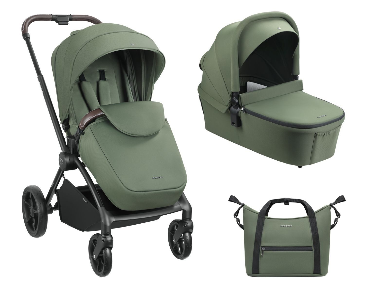 Kikkaboo Kinderwagen Kara 2 in 1, Babywanne, Sportsitz, Wickeltasche, Federung