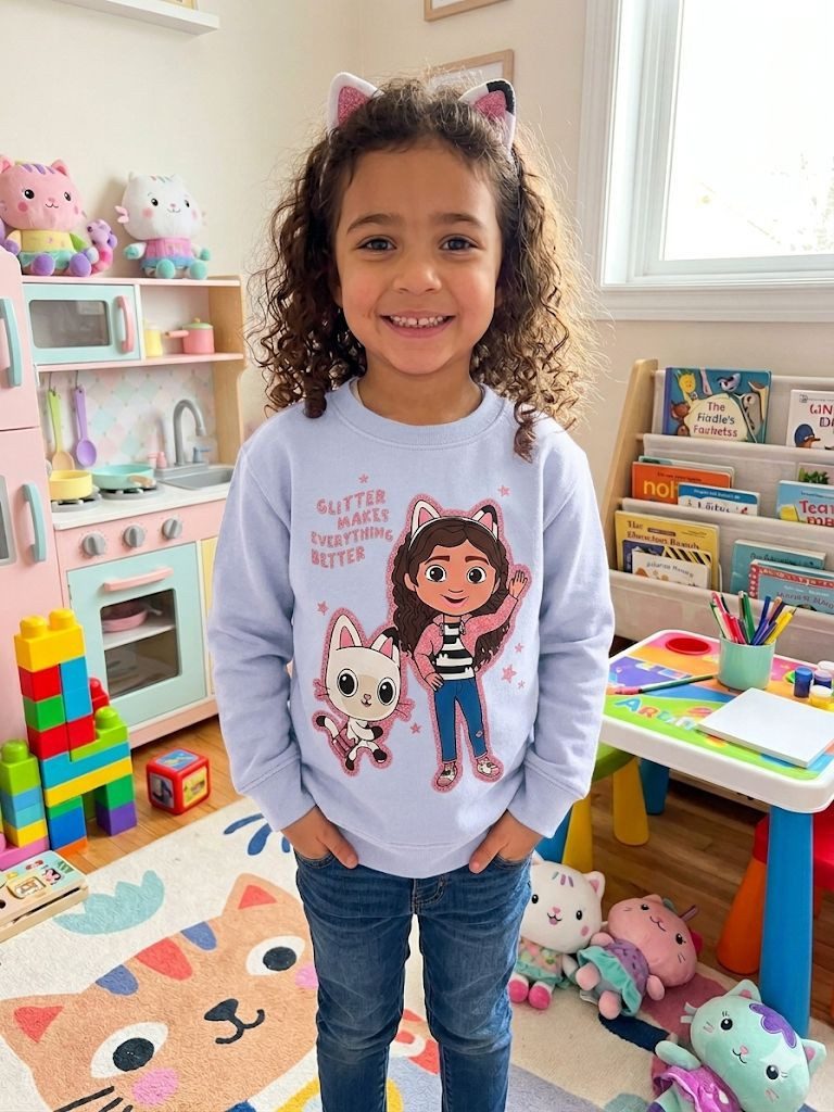 Gabby's Dollhouse Sweatjacke Gabby’s Dollhouse Mädchen Sweatshirt warm weich lila pink 98–128 Mädchen Sweashirt Pullover