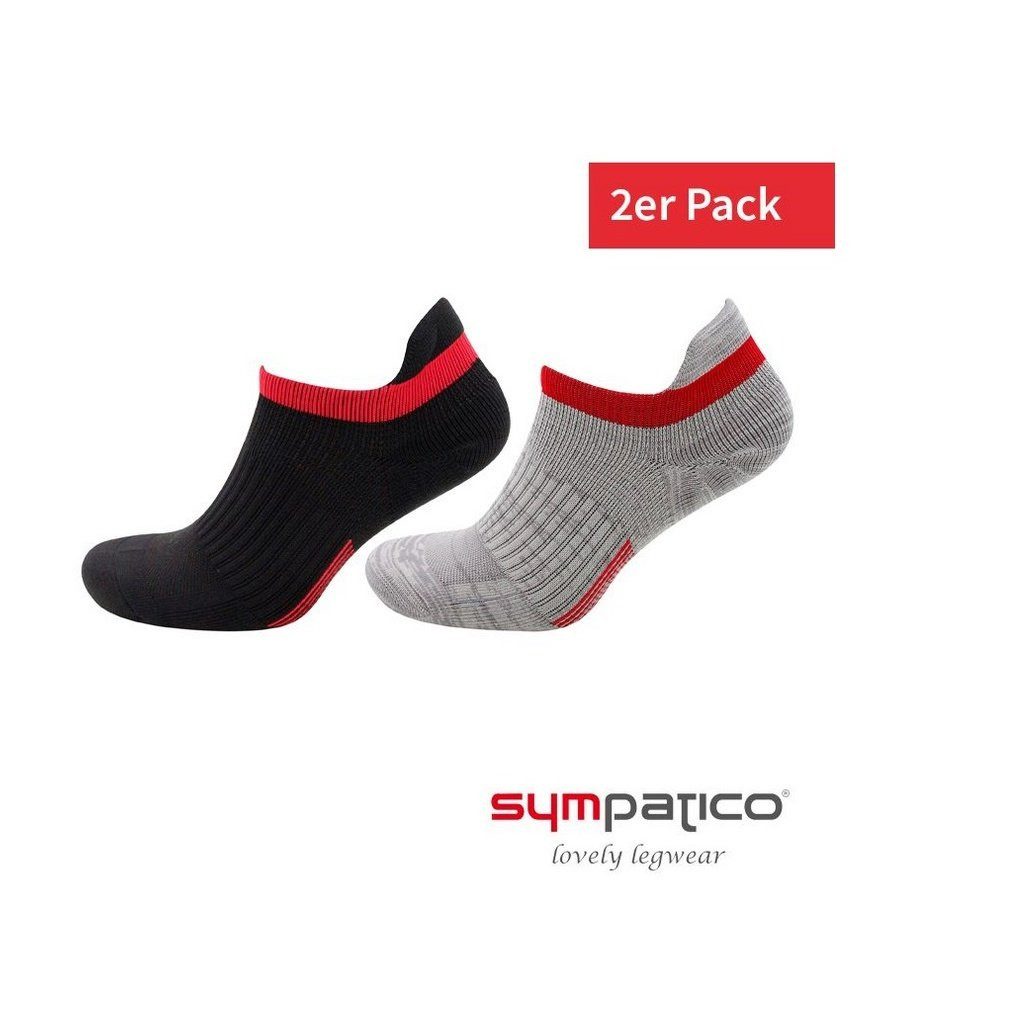 Sympatico Socken Tagessocke Sneaker Ari (gepolsterte Ferse und Spitze) schwarz/grau