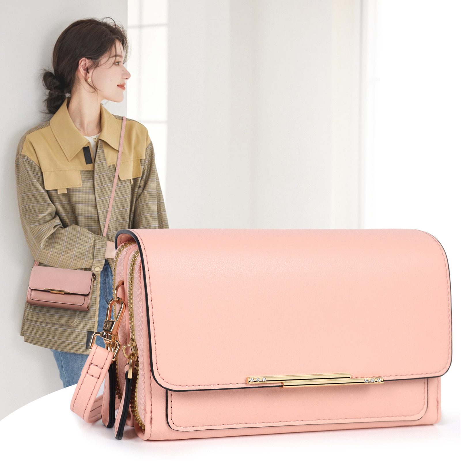 TAN.TOMI Umhängetasche Klein Damen Handy Umhängetasche, Handytasche zum Umhängen, Crossbody Schultertasche mit Kartenschlitz Verstellbar Schultergurt