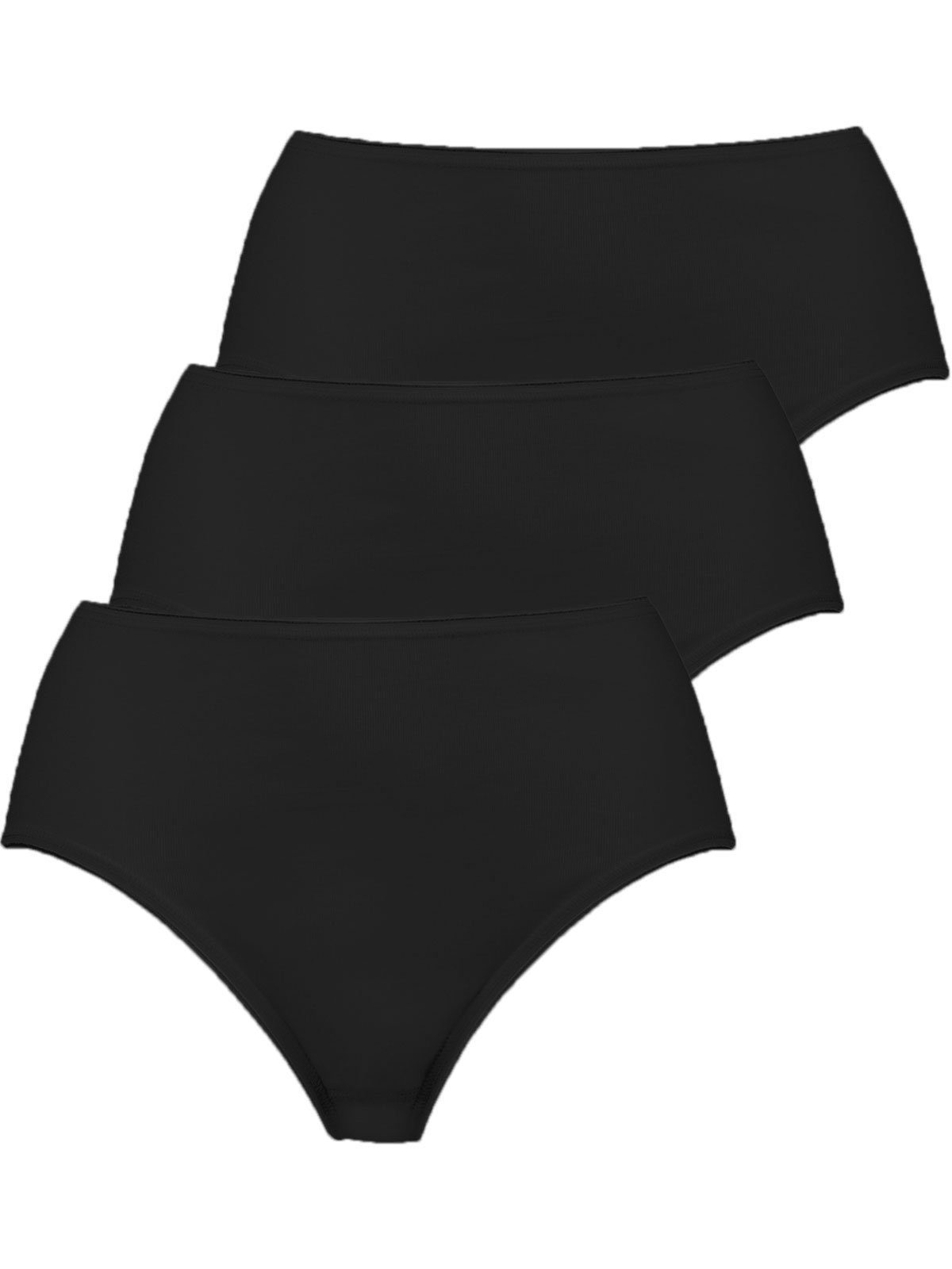 Nina Von C. Hüftslip 3er Pack Damen Hüftslip Fine Cotton (Packung, 3-St) - schwarz