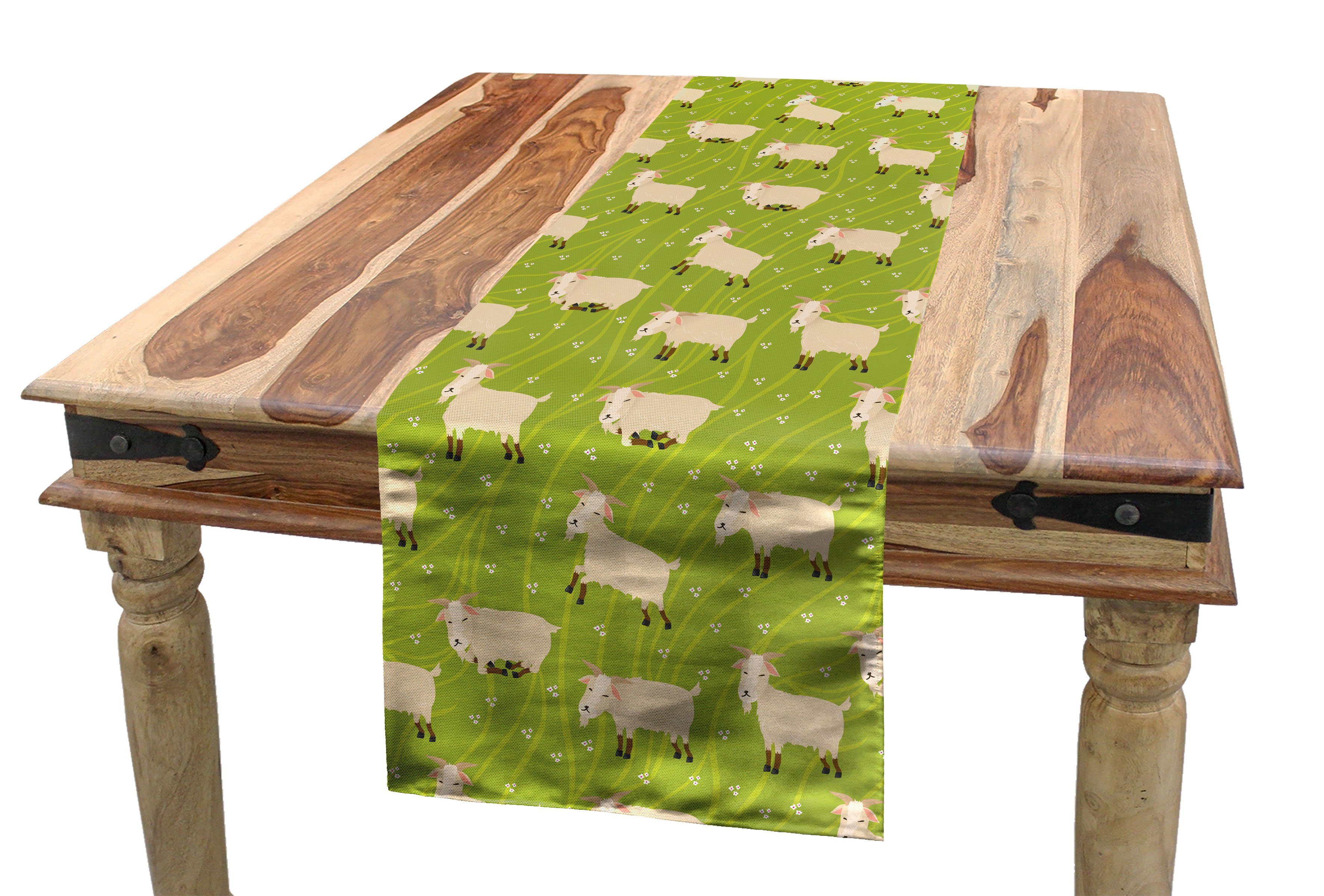Das der Tischläufer auf Dekorativer Ziegen grünen Esszimmer Tischläufer, Abakuhaus Rechteckiger Küche Wiese Vieh