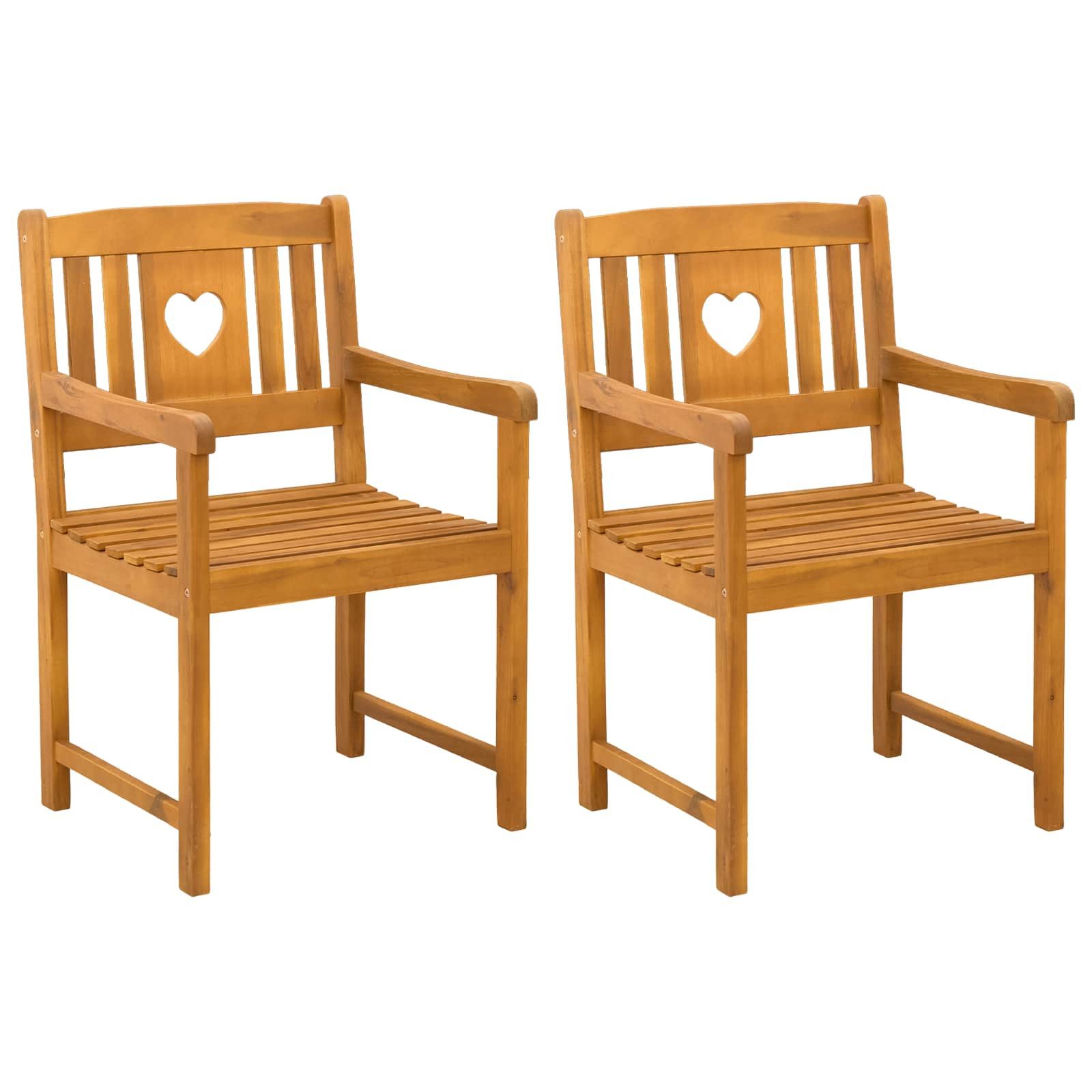 vidaXL Gartenstuhl Gartenstühle 2 stk. Natur Massives nholz (2 St)