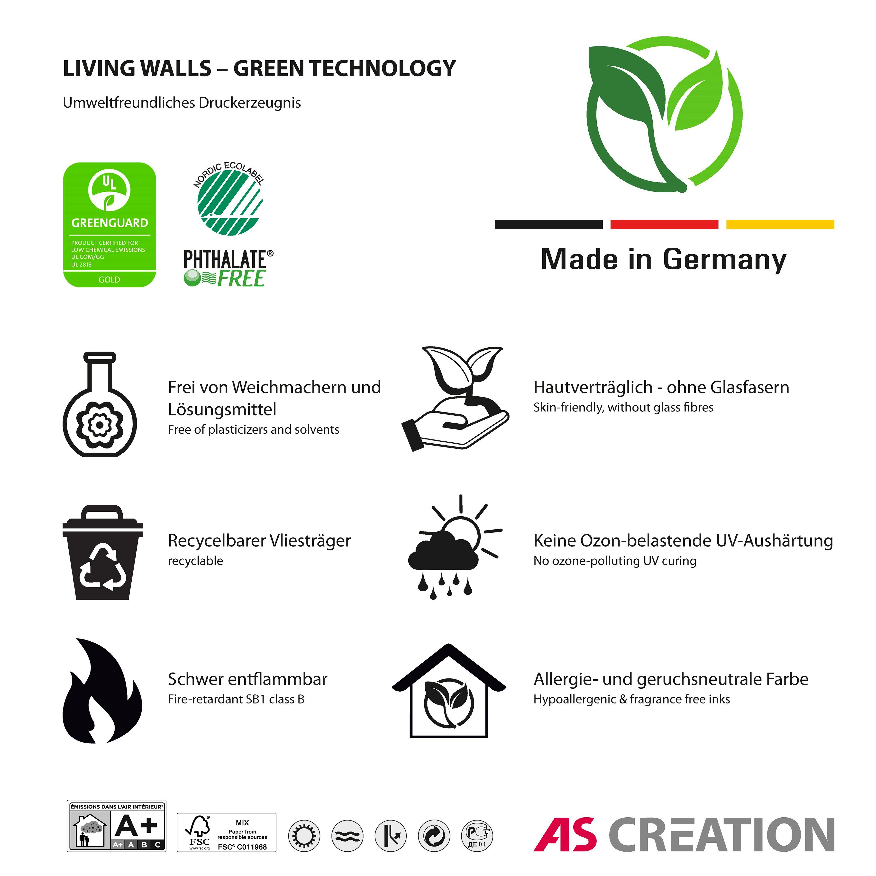 Walls Patel Wand Leaf by living Fototapete Vlies, Garden, grün-grün glatt, walls