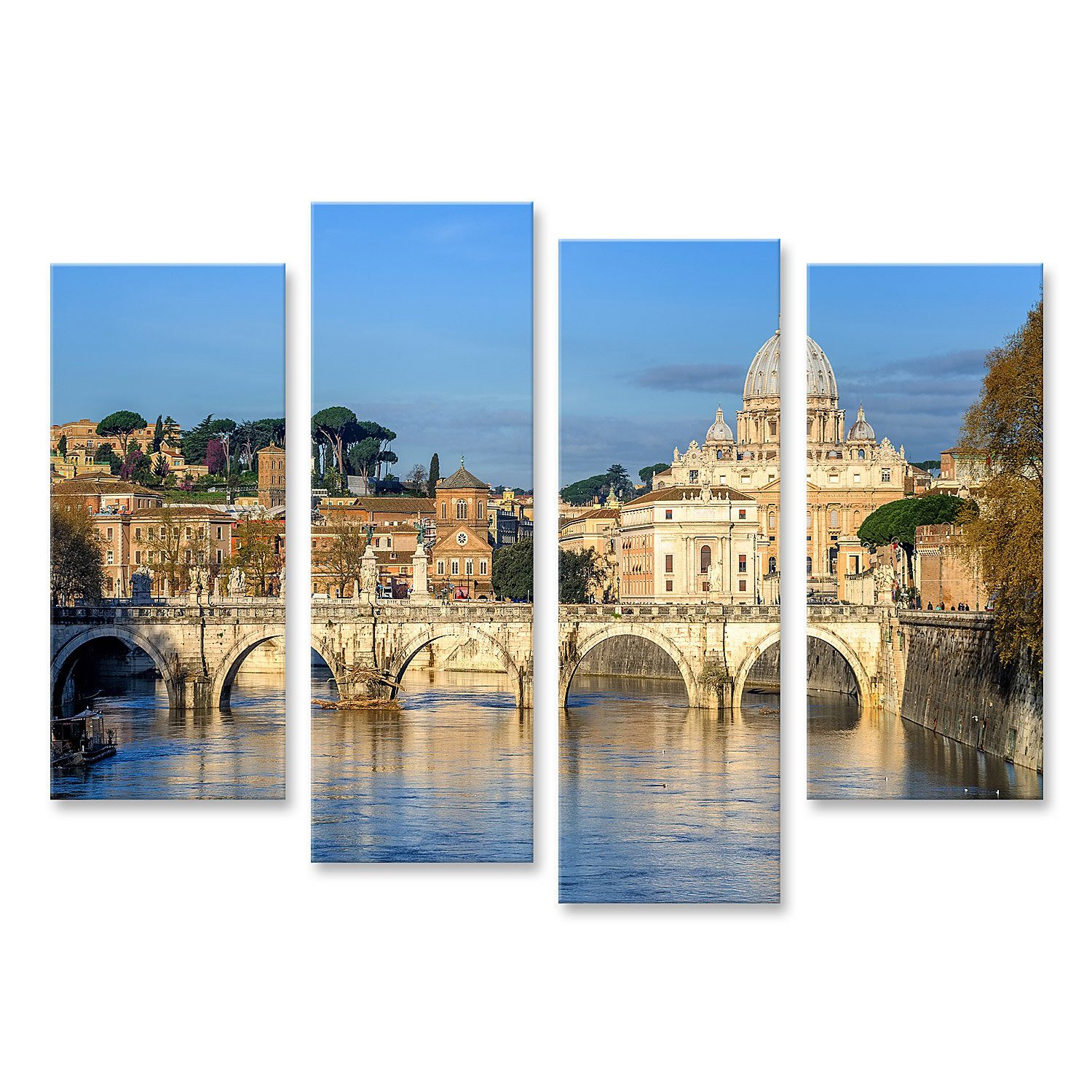 Leinwandbild Bild auf Leinwand Petersdom im Vatikan und Ponte Santangelo Brücke übe
