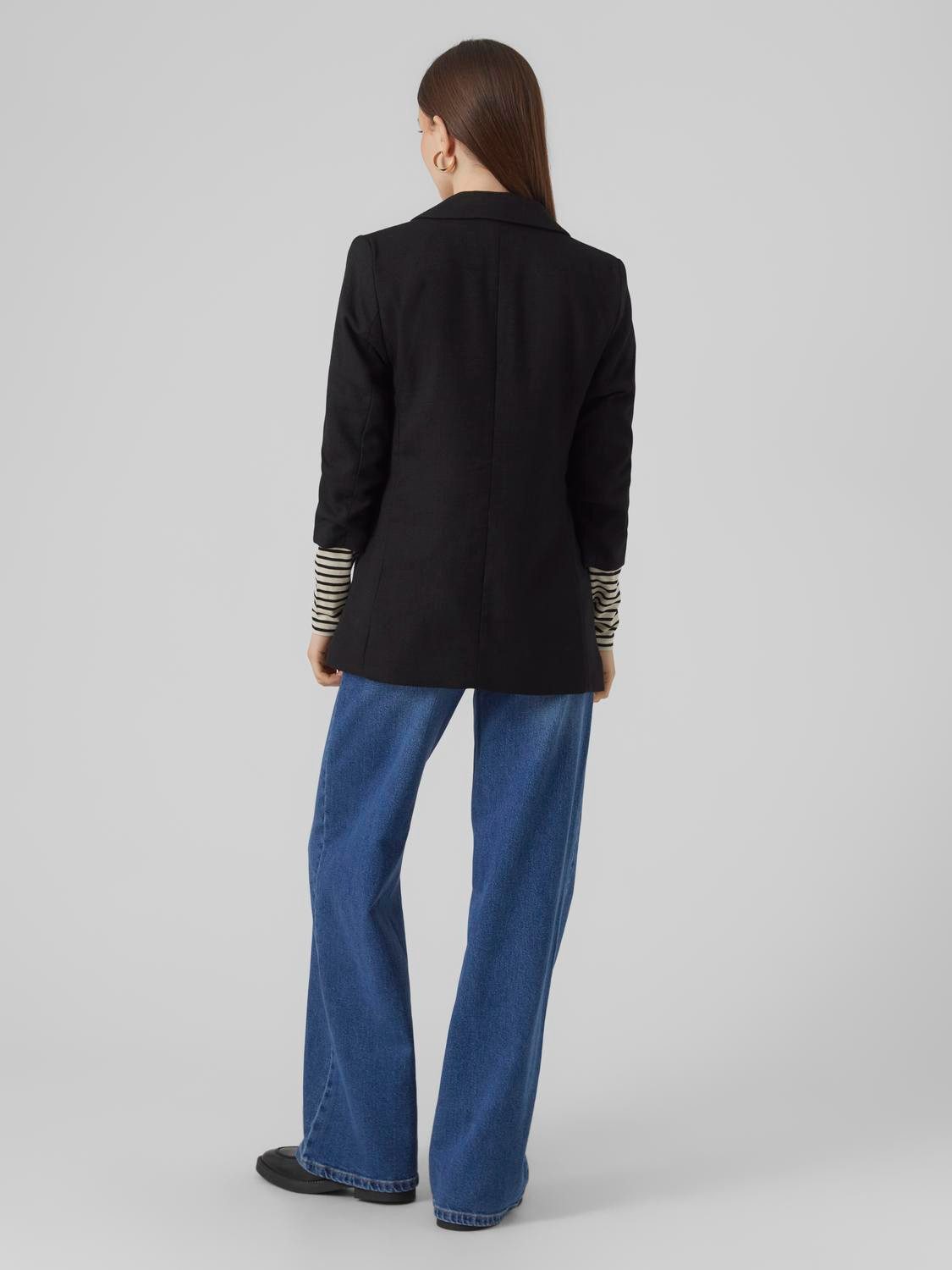 Vero Moda Longblazer VMFRIDA LS REGULAR BLAZER NOOS ohne Verschluss und mit gerafften 3/4 Arm