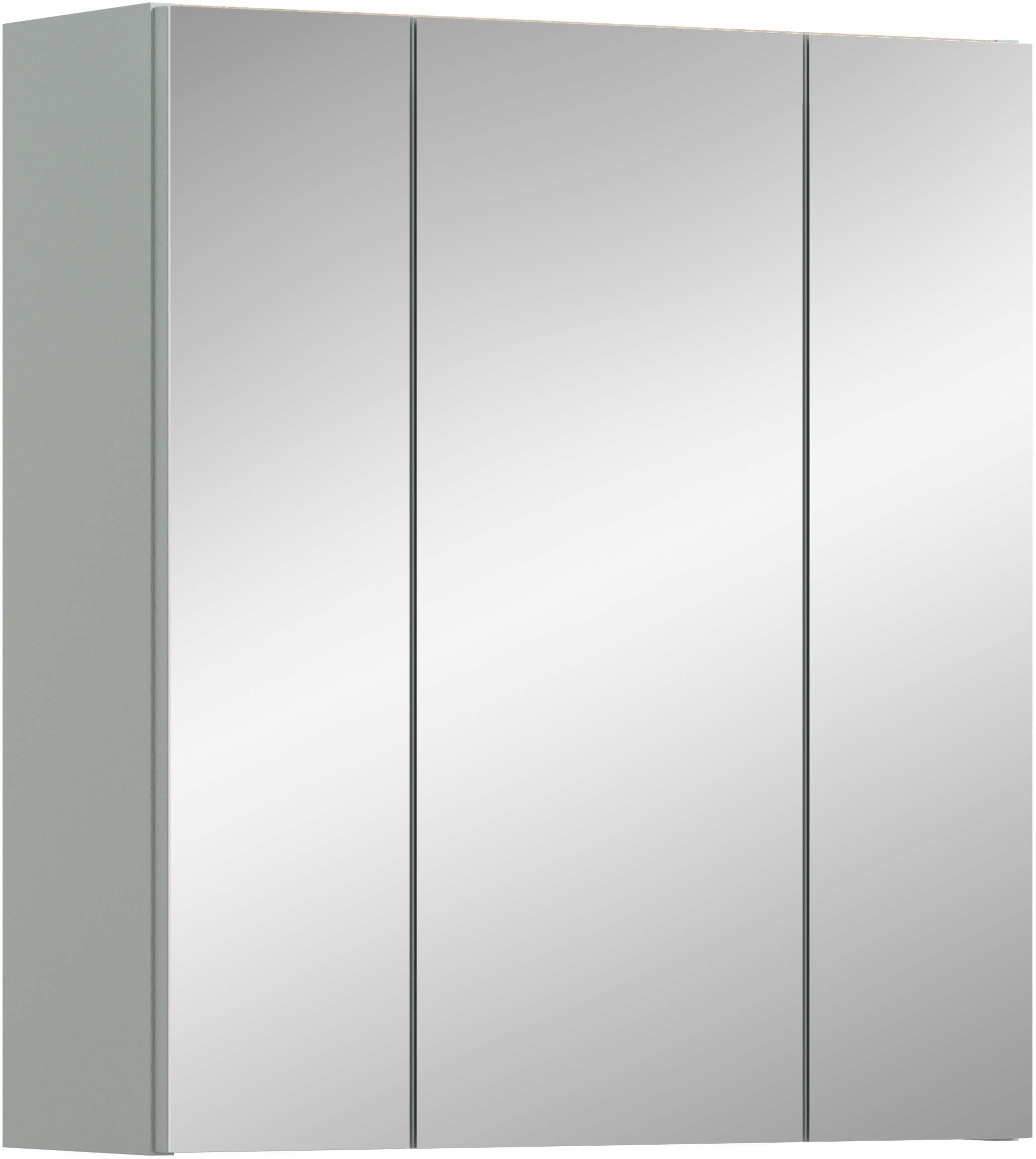 welltime Spiegelschrank MINTTU, Breite 60 cm, 3 Spiegeltüren, 6 Einlegeböden, 9 Fächer (Türanschlag der mittleren Tür rechts und links montierbar) Badmöbel, Spiegel, Badschrank, Bad