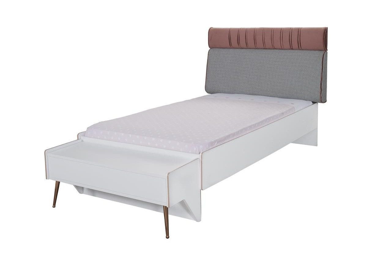 JVmoebel Jugendbett Helles Kinderbett aus Holz in Weiß für stilvolle Jugendzimmer (1-tlg), Made in Europa