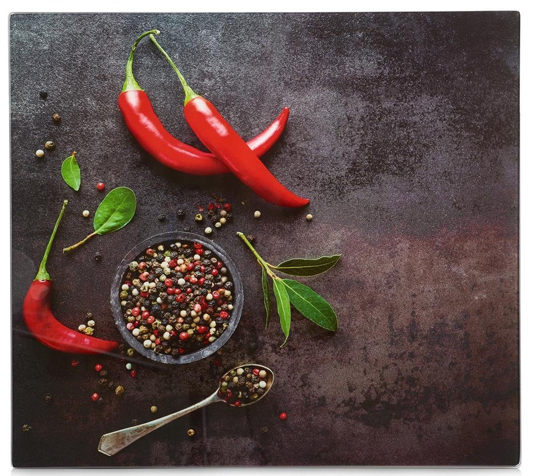 Zeller Present Schneide- und Abdeckplatte Chilli, Silikonfüßen