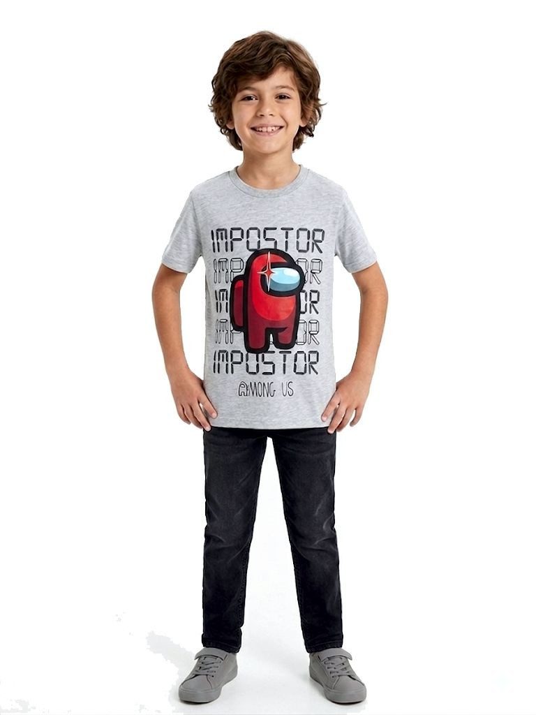 Among Us Print-Shirt Among Us Kinder T-Shirt – Gaming Merch für Jungen & Mädchen 6-12 Jahre Kinder T-Shirt Frühling Sommer
