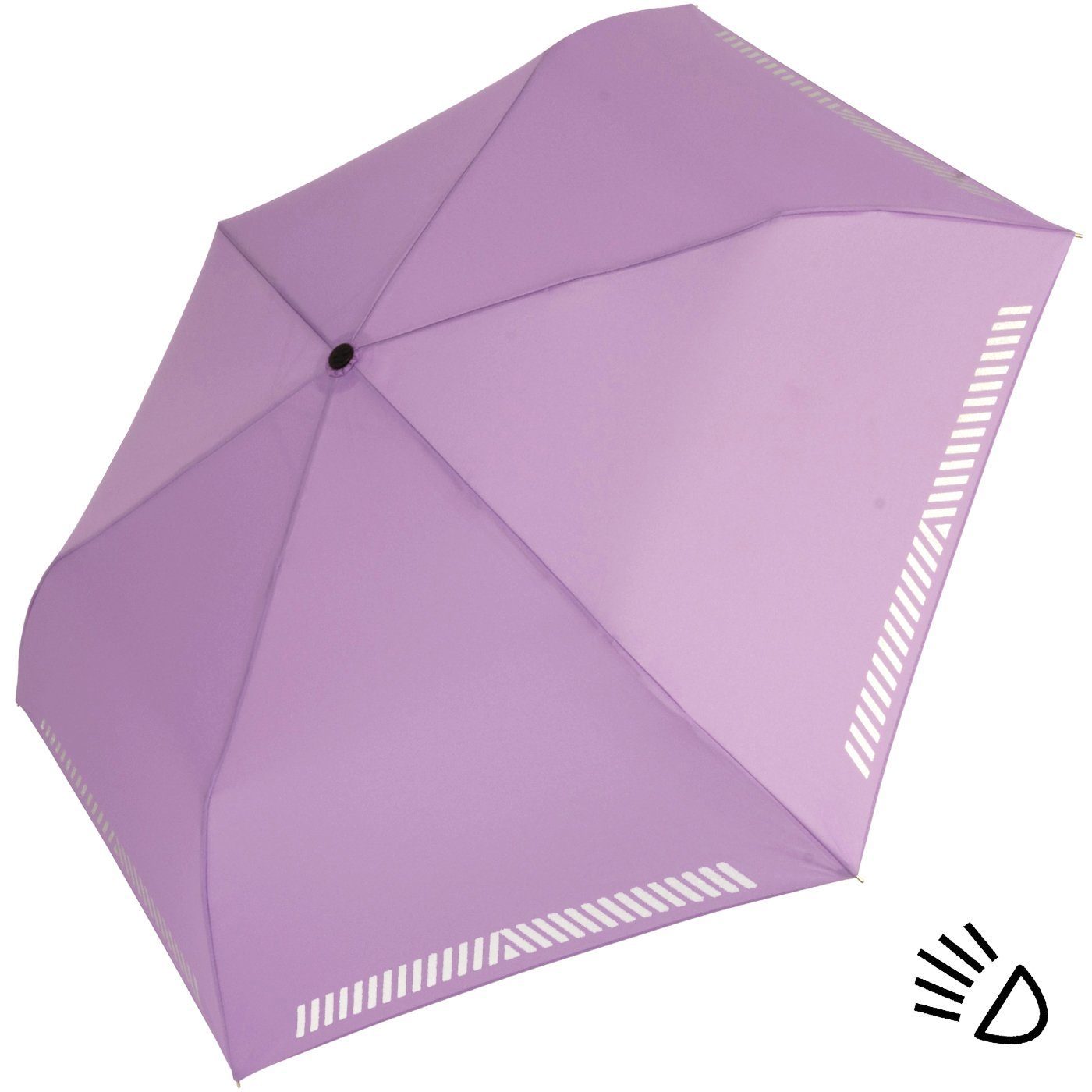 iX-brella Taschenregenschirm Mini Kinderschirm Safety leicht, extra reflektierend Reflex berry-light