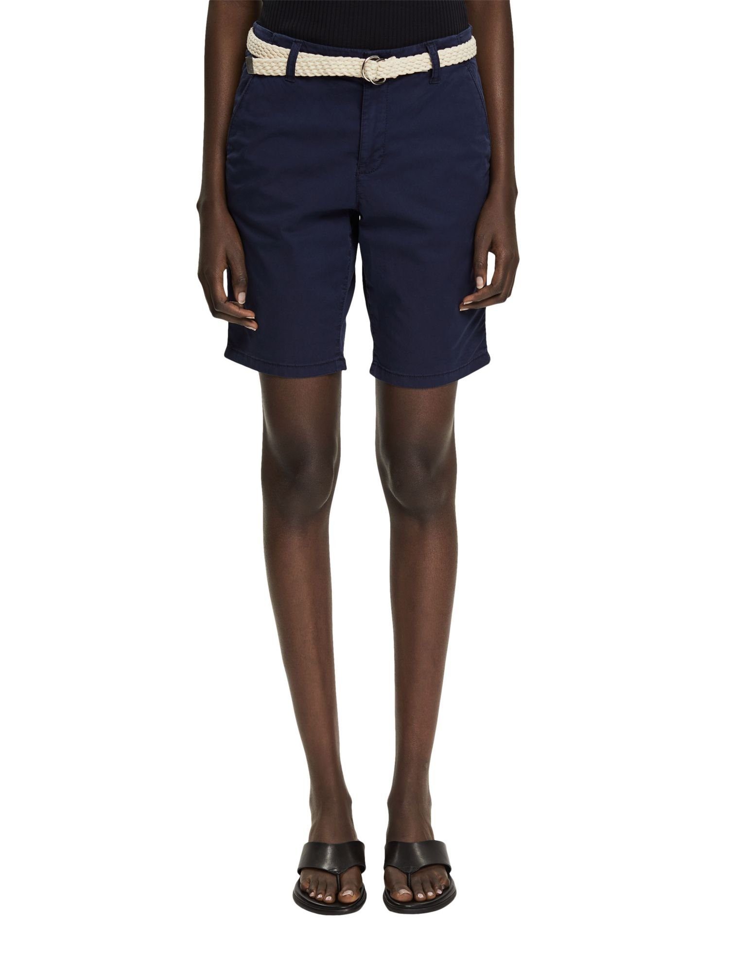 Flechtgürtel (1-tlg) Shorts Shorts mit Esprit NAVY