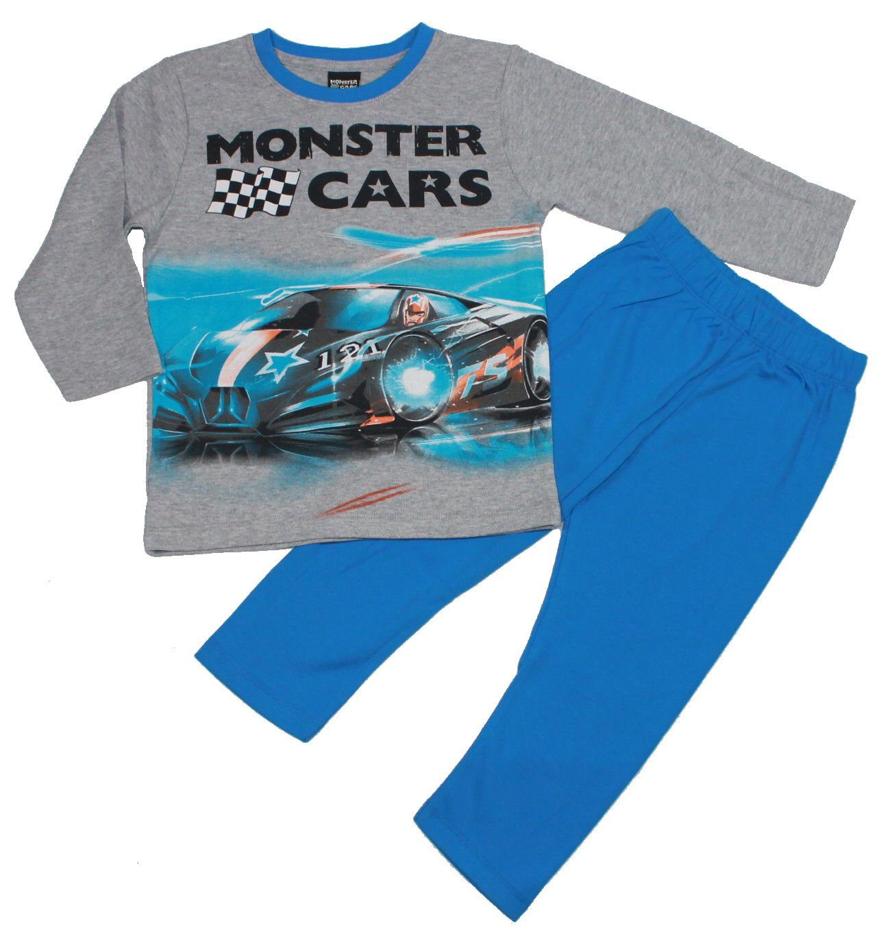 Monster Cars Pyjama Monster cars Pyjama Schlafanzug lang grau blau (2 tlg)