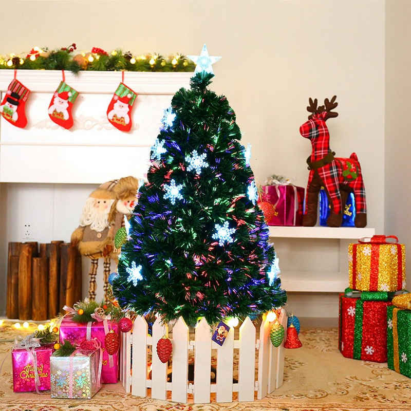 COSTWAY Künstlicher Weihnachtsbaum, mit Sternspitze & Glasfaser-Farbwechsel