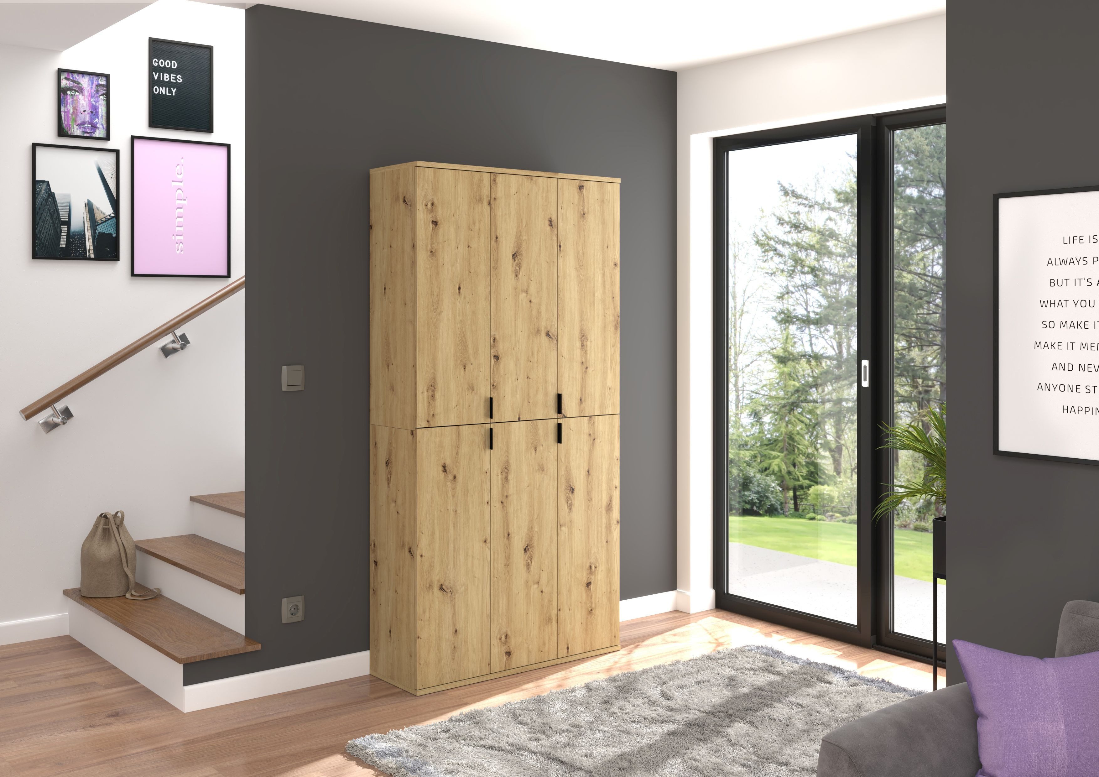 Home affaire Mehrzweckschrank Trondheim, Höhe 193 cm, 4 Türen, 9 Fächer, 7 günstig online kaufen