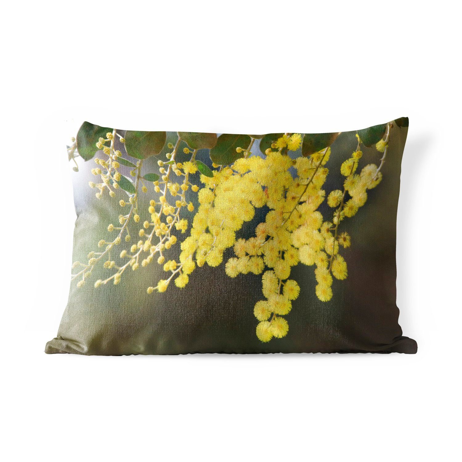 MuchoWow Dekokissen Mimosenpflanze mit gelben Blättern, Outdoor-Dekorationskissen, Polyester, Dekokissenbezug, Kissenhülle