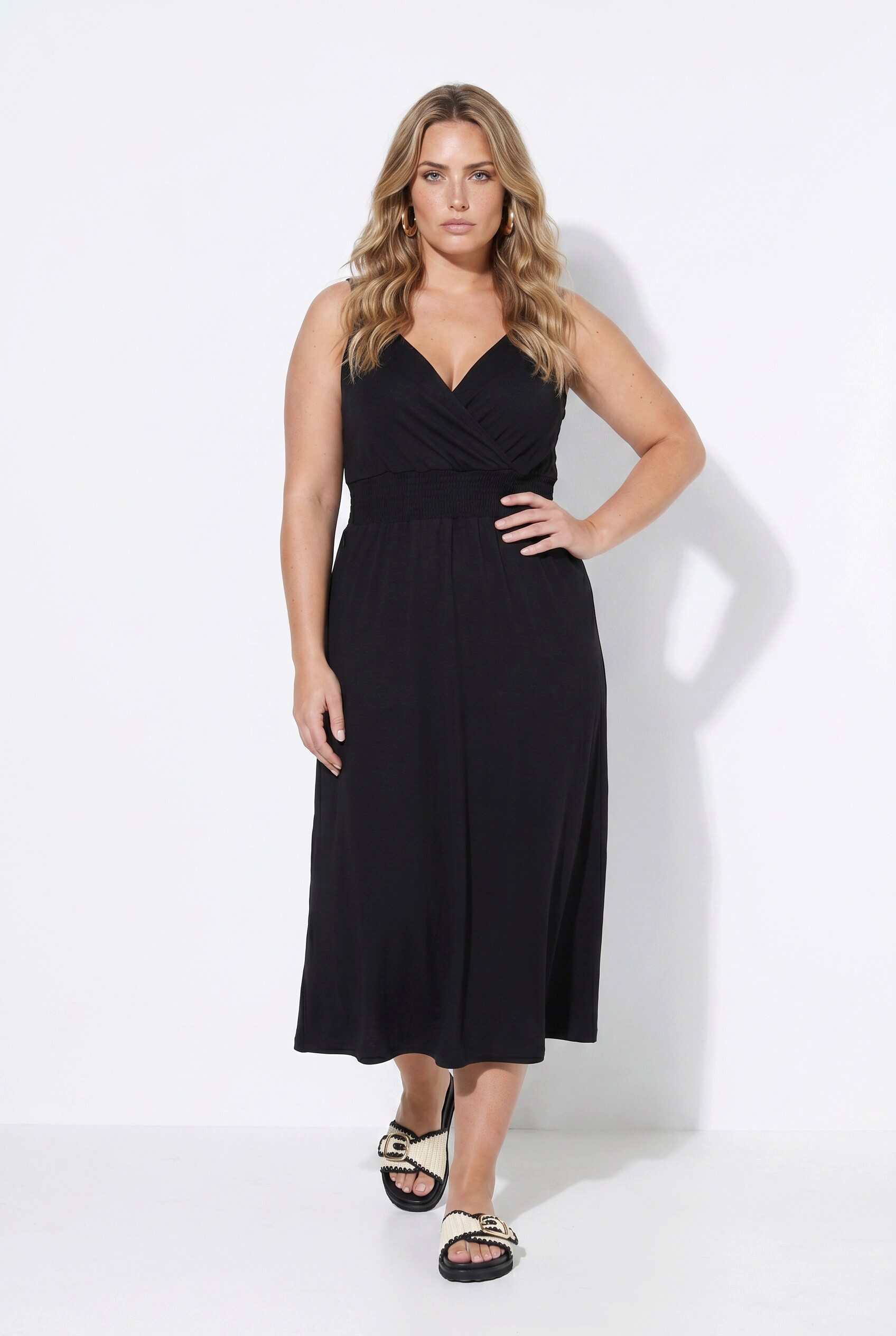 Angel of Style Jerseykleid Midi-Jerseykleid ärmellos Wickeloptik