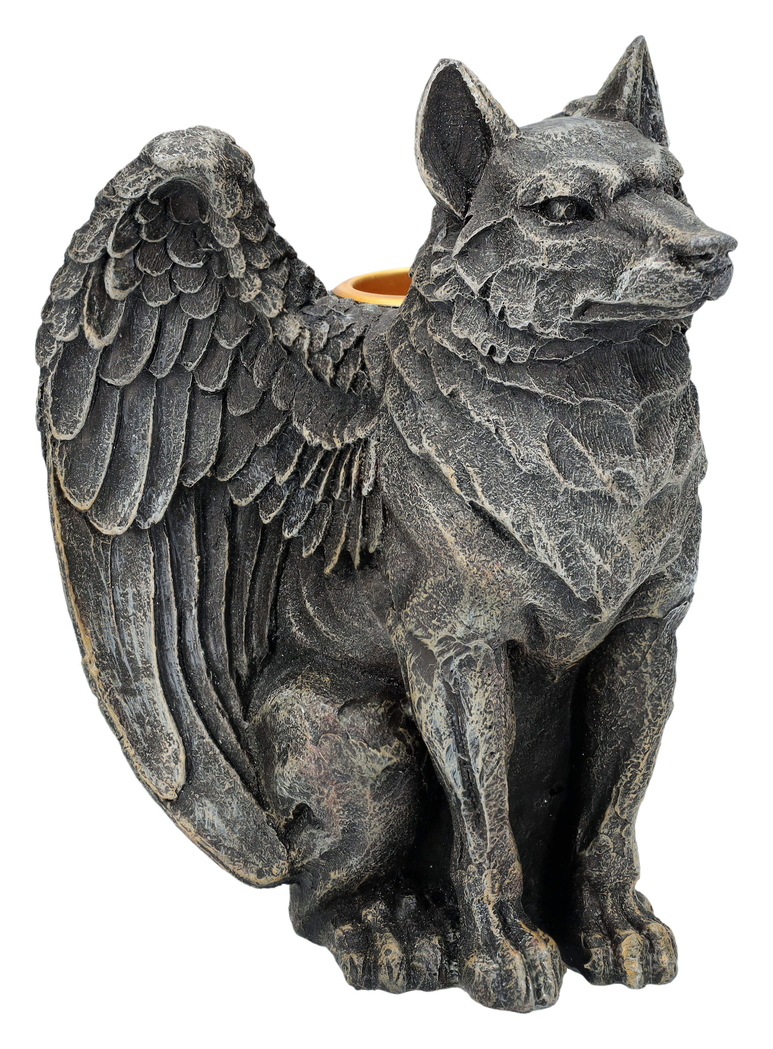 Figuren Shop GmbH Подсвечник Торшеры - Geflügelter Wolf - Подсвечник Dekofigur Tierfigur