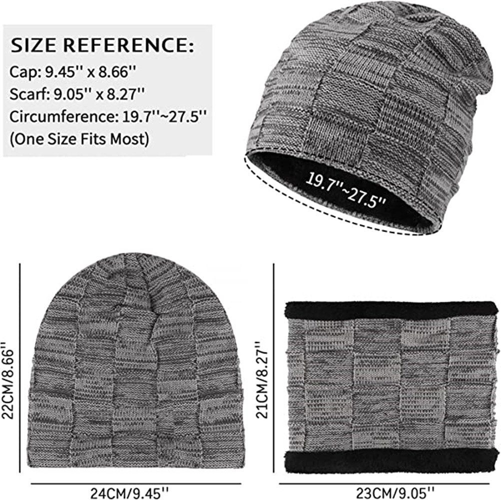 XDeer Mütze & Schal Wintermütze-Schal Set,Schlauchschal mit Fleecefutter,Einheitsgröße Strickmütze,Wärme Beanie Mütze,für Damen und Herren