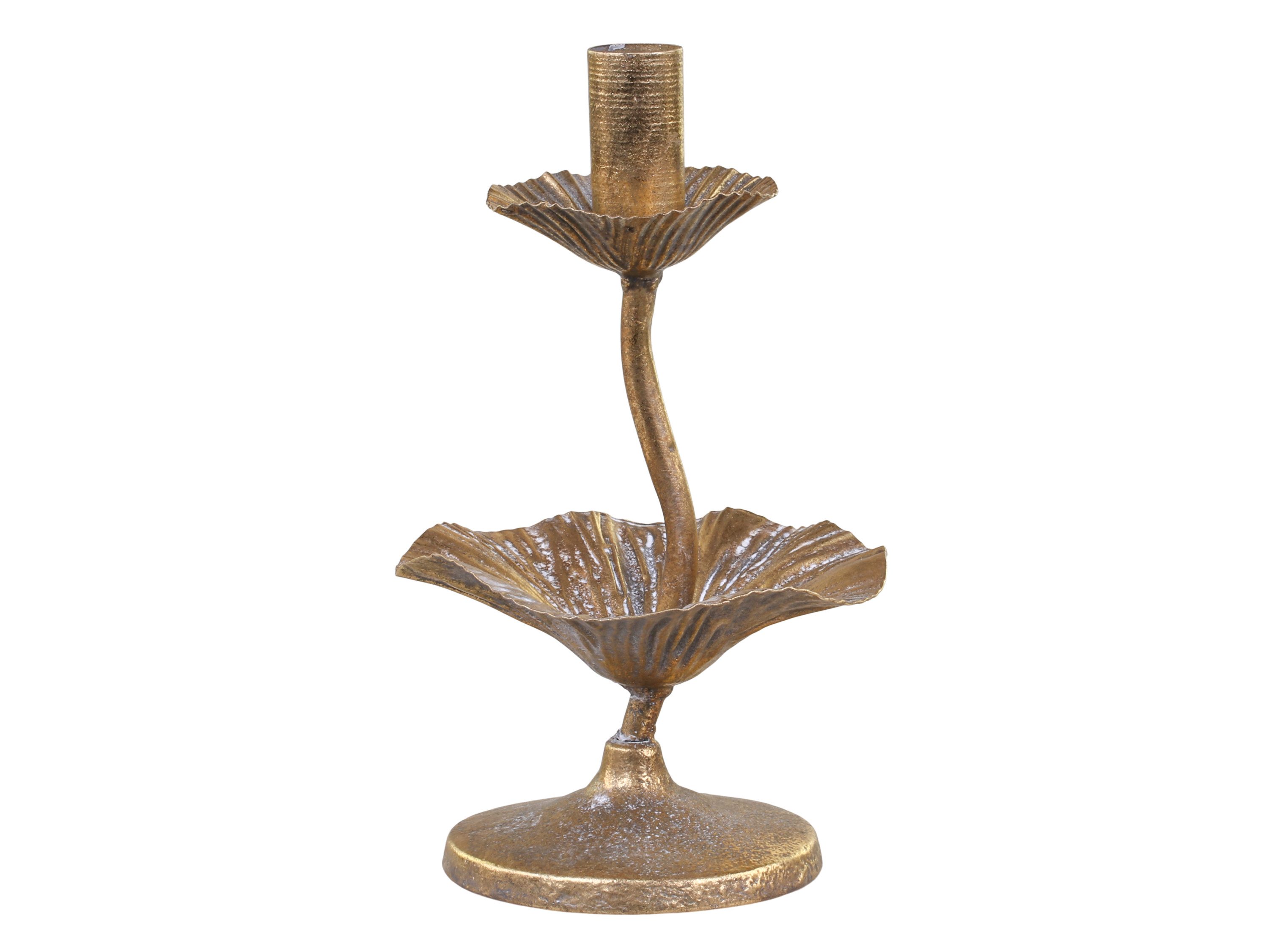 Chic Antique Kerzenständer Kerzenständer Messing Antik Blattdekor Chic Antique Vintage, Hochwertiger Kerzenständer aus Eisen im Messingdesign