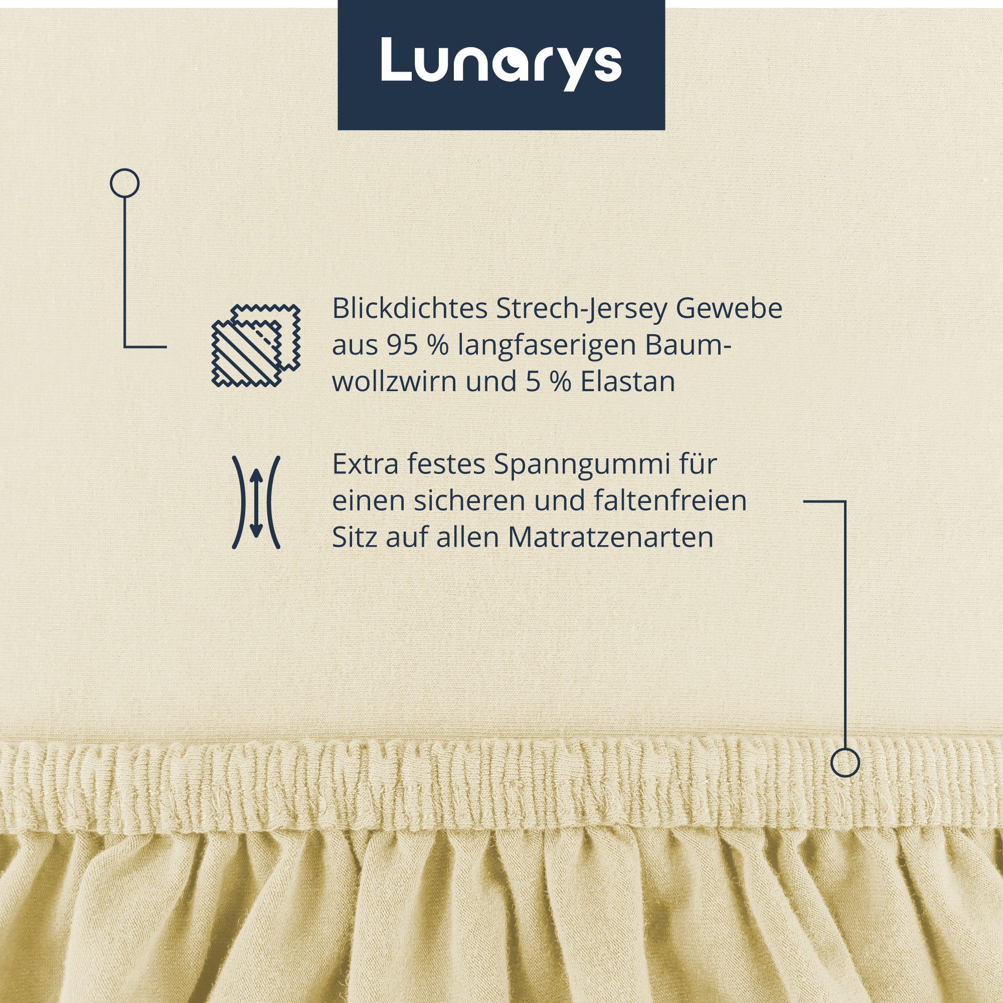 Lunarys Spannbettlaken SleepRoyal, Jersey-Elasthan, Gummizug: rundum, (1 Stück), 90x200 cm, 250 g/m², extrem hochwertig, Luxus Multi-Stretch Laken – Bild 4 von 5