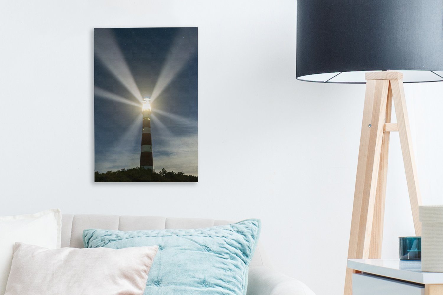 20x30 bespannt (1 Zackenaufhänger, Leinwandbild inkl. Gemälde, fertig Ameland, OneMillionCanvasses® Leuchtturm St), Leinwandbild Brennender cm auf