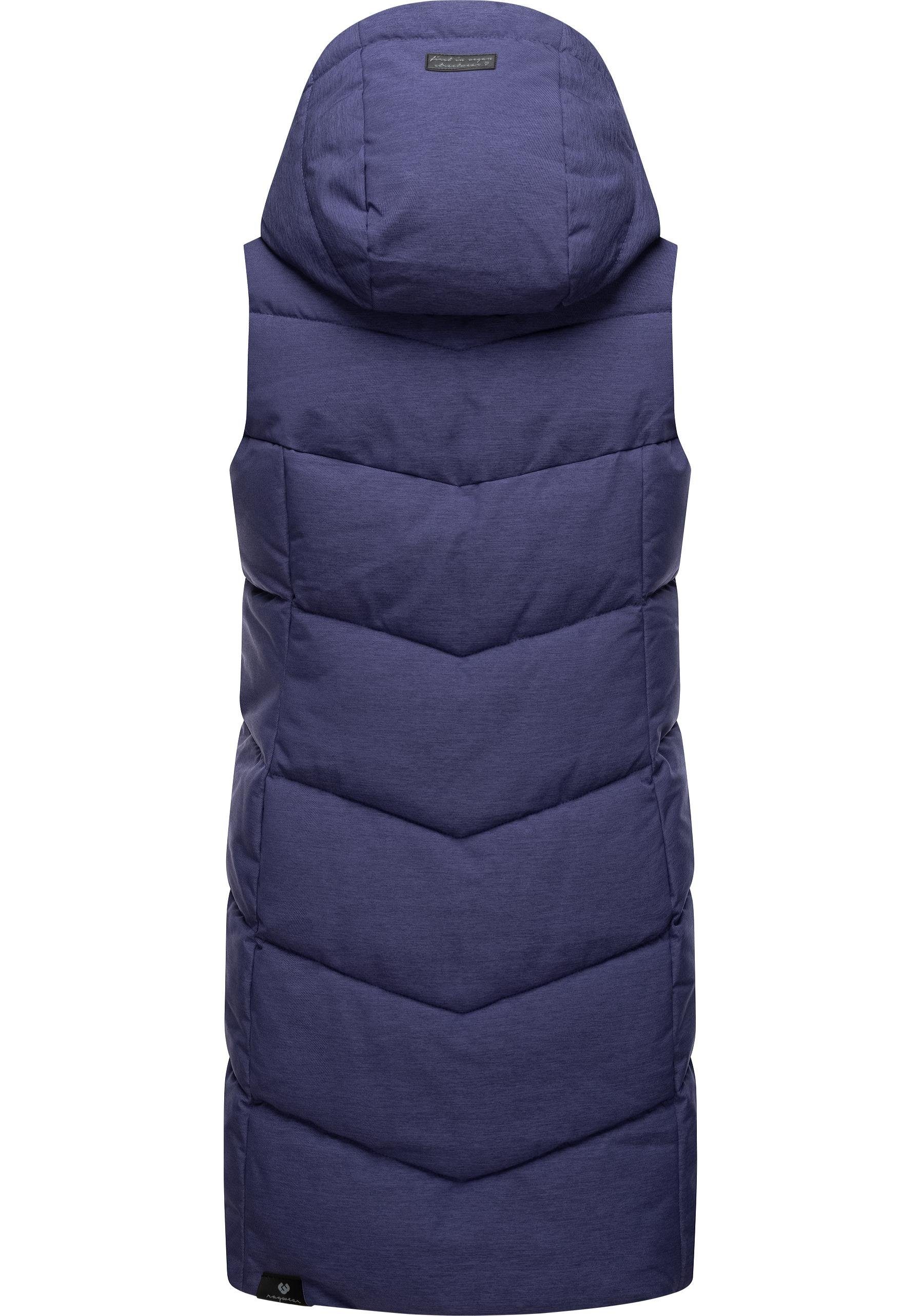 Ragwear Steppweste Pavla Vest stylische Winterweste mit Teddyfutter und Kapuze