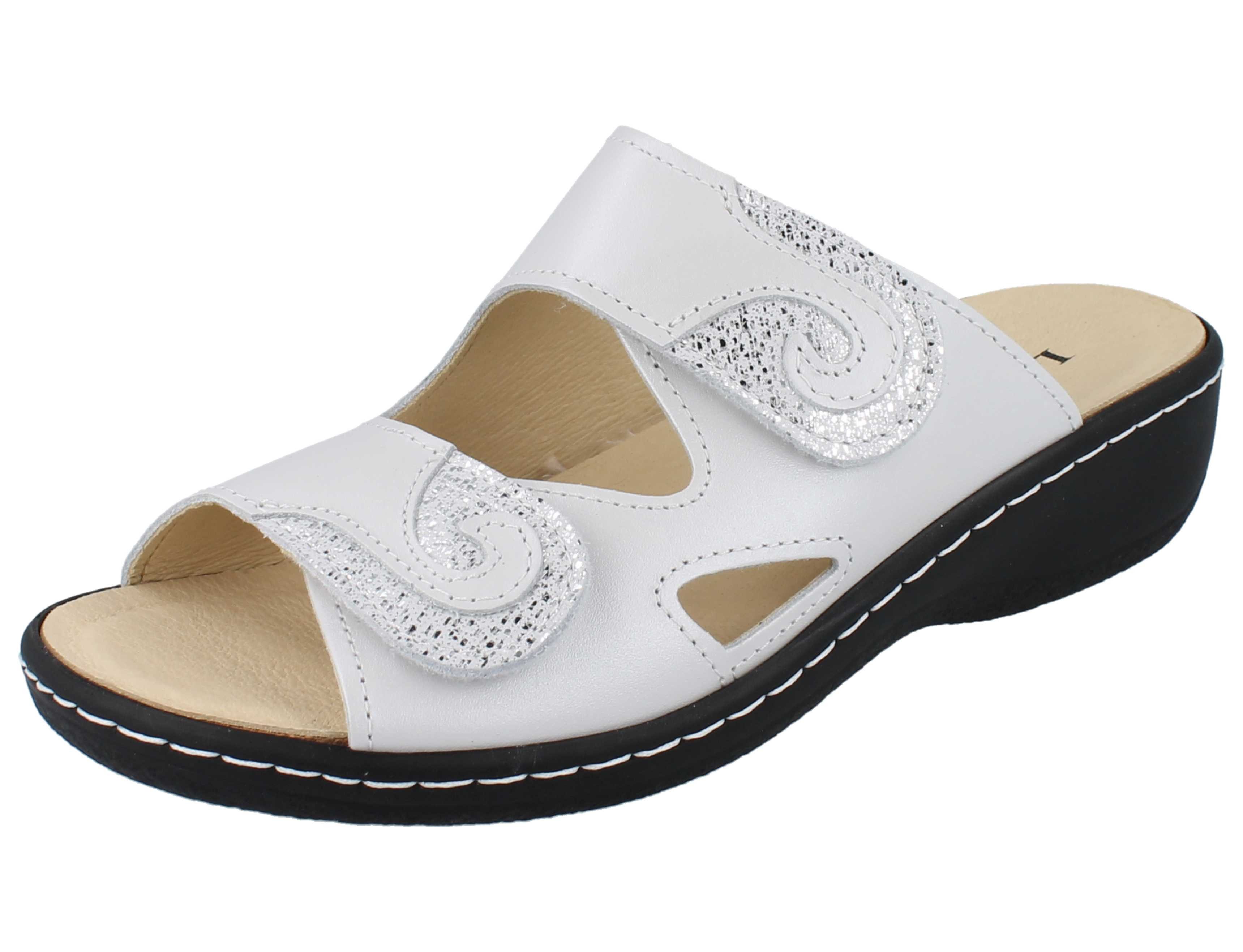 Longo LONGO Damen Pantolette silber perle Effektleder - Größe: 41 Pantolette