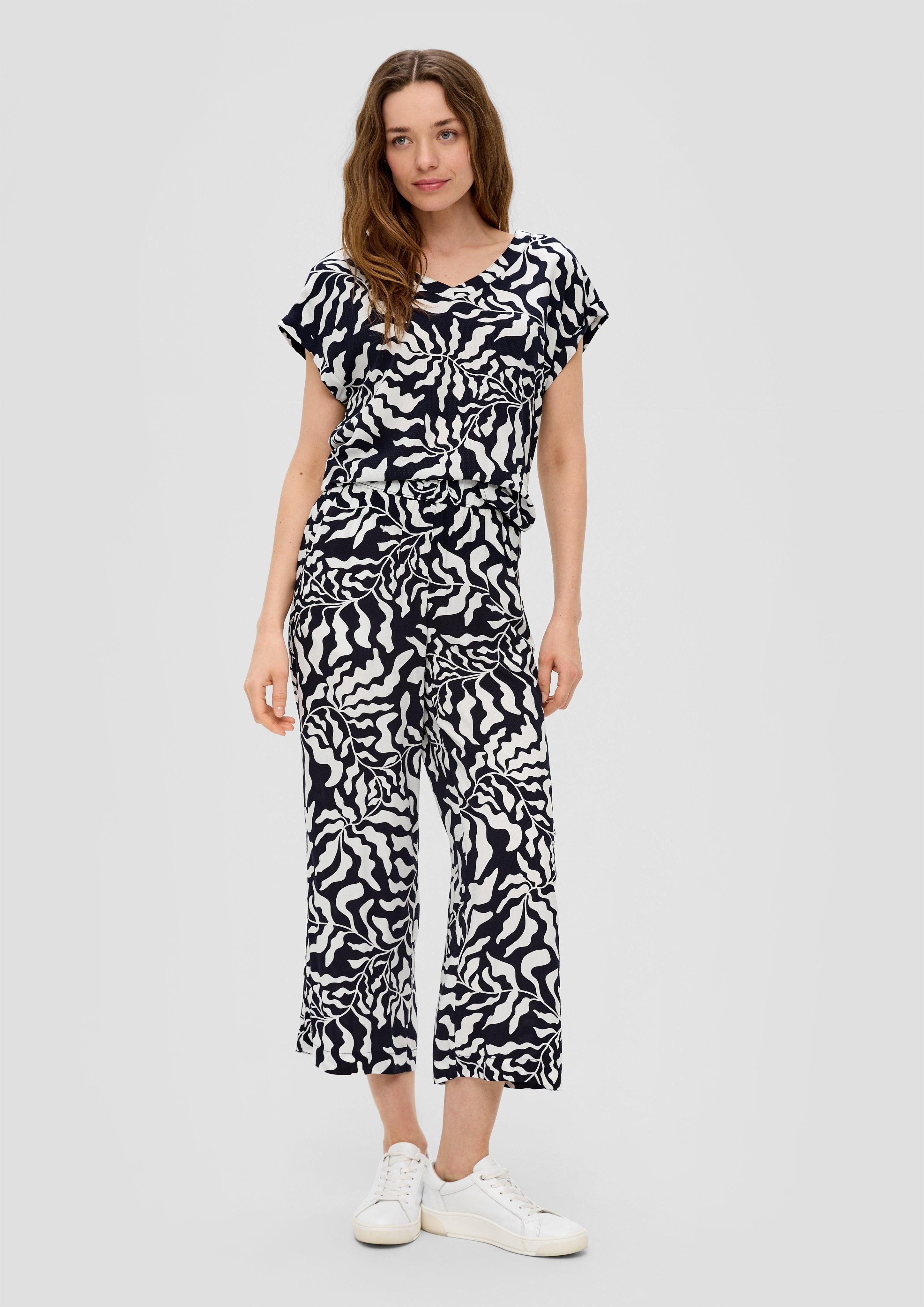 s.Oliver 7/8-Hose Gemusterte Wide Leg-Hose aus günstig online kaufen
