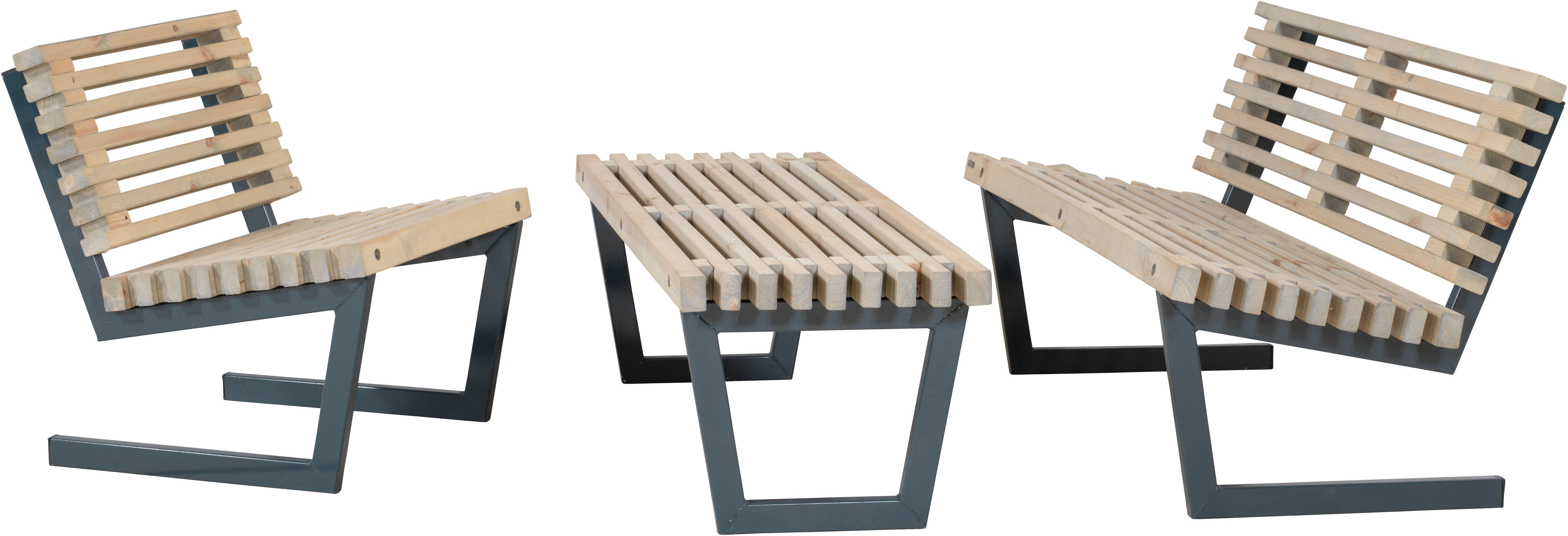 PLUS Gartenlounge-Set »Siesta« Loungeset 1, (3-tlg), bestehend aus: Sofa, Stuhl und Bank/Tisch