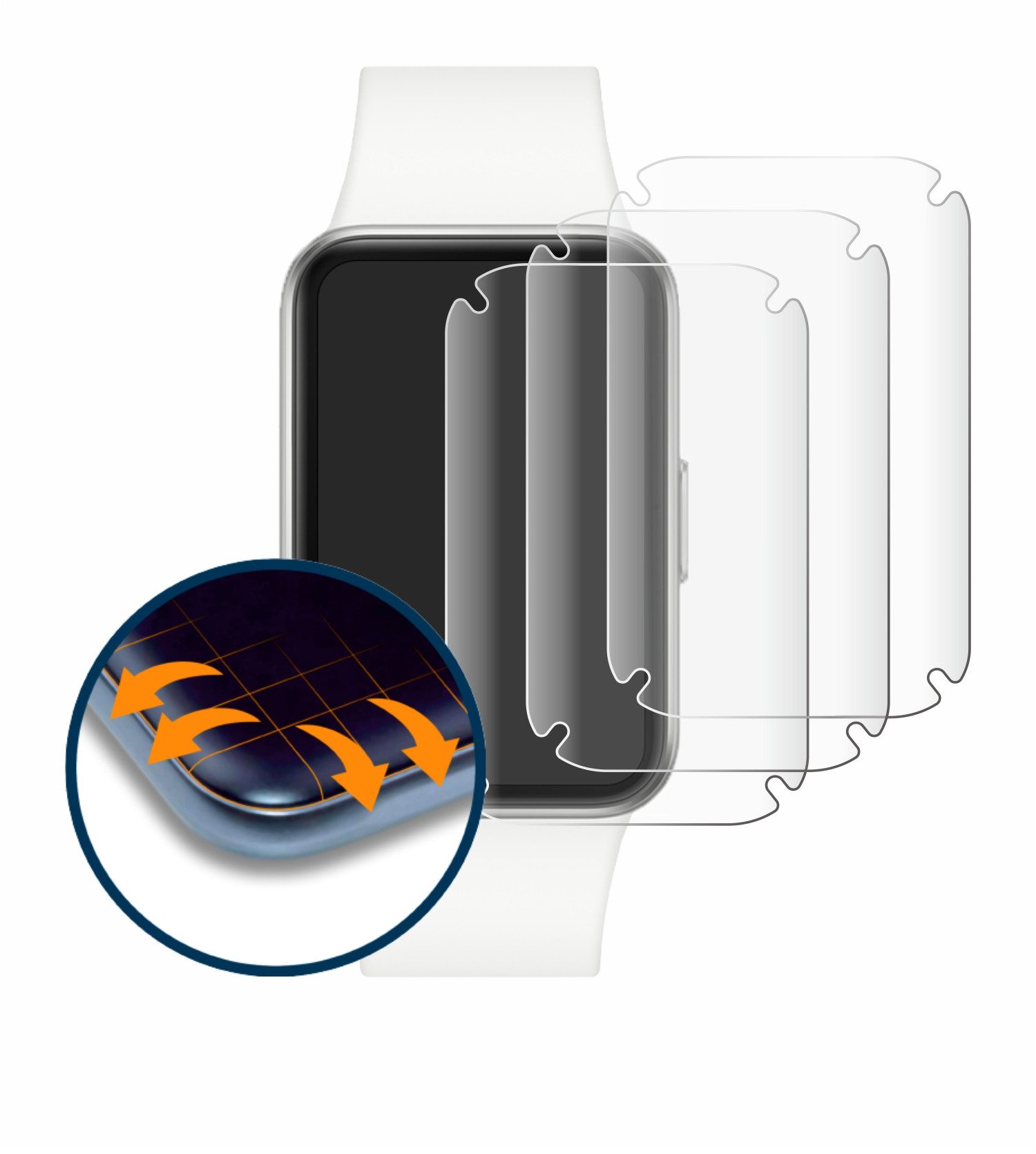 Savvies Displayschutzfolie Fullscreen Schutzfolie für Samsung Galaxy Fit3, 4 Stück, Displayschutz Folie Fullcover Klar Transparent