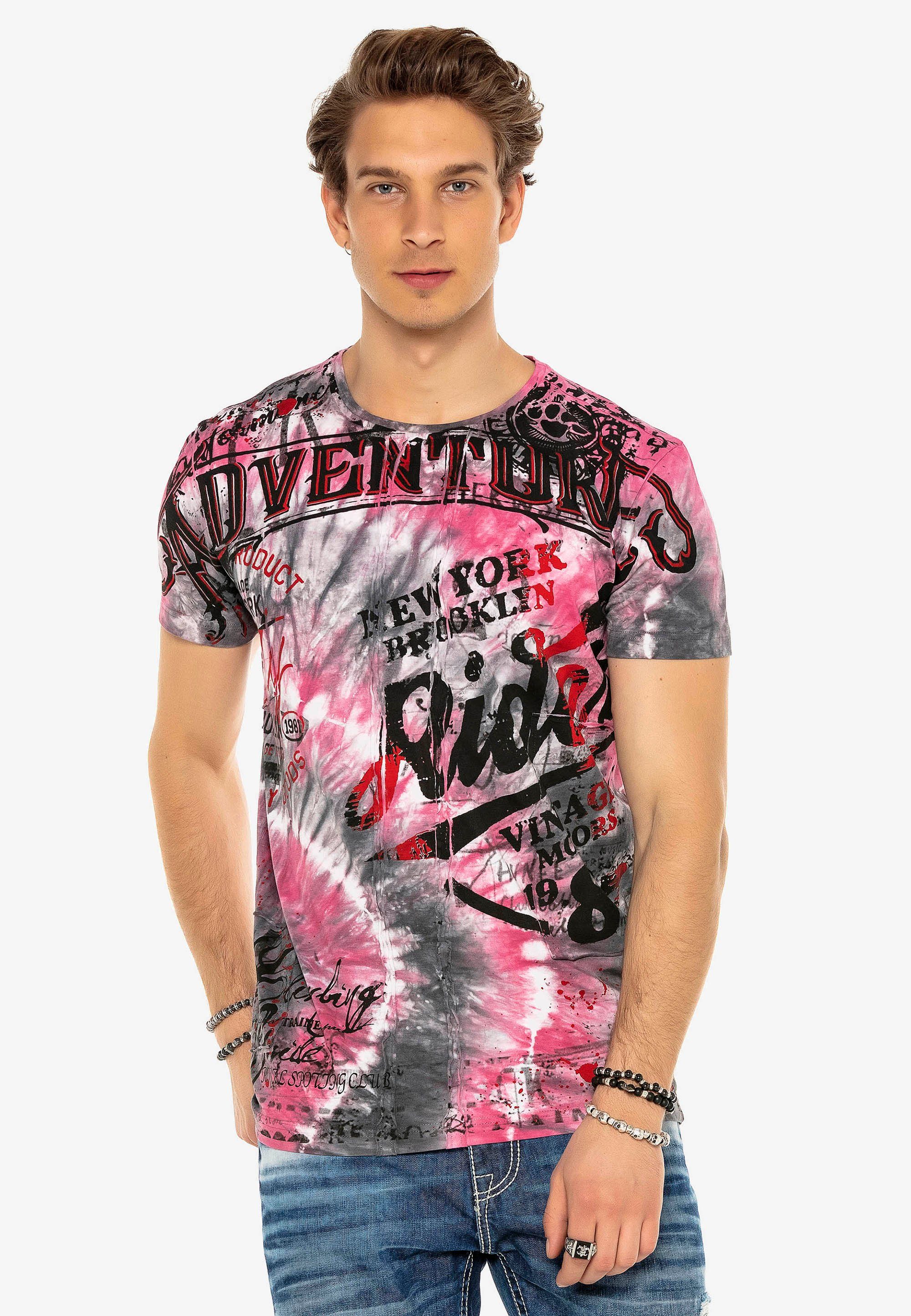 Cipo & CT583 T-Shirt coolen mit pink-grau Baxx Prints