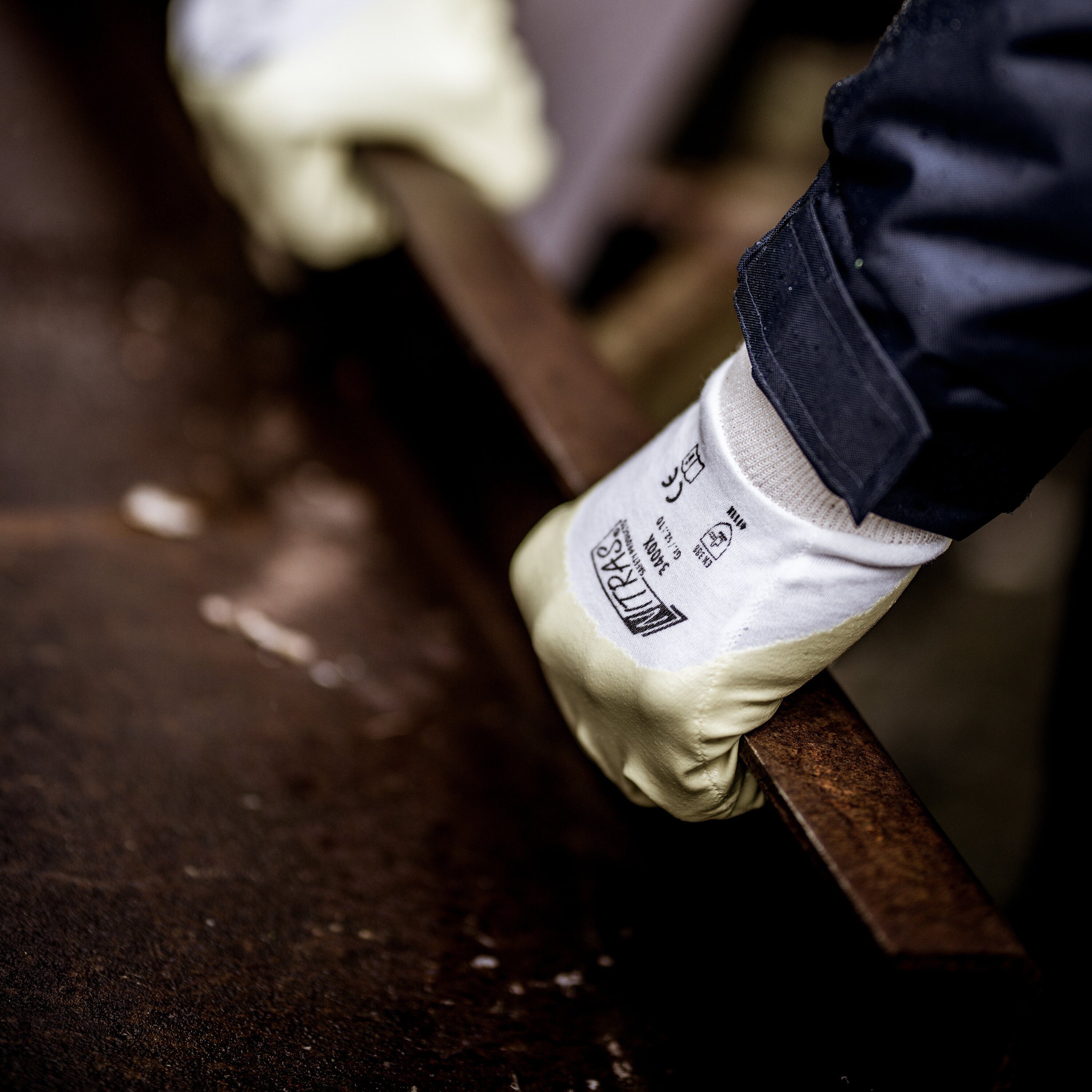 Nitras Nitril-Handschuhe Arbeitshandschuh-Gelb 3/4 beschichtet 3400X (Packung, 12-St., VPE= 12 Paar, Gr 7-11) Atmungsaktiv/Strickbund