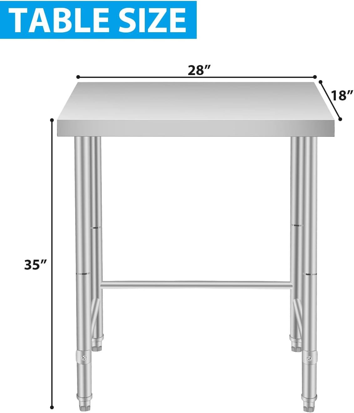 GarveeMore Arbeitstisch (180 KG Hochleistungs-Utility, Offener Basis und Feststellbaren Rädern), NSF Kommerzieller Vorbereitungstisch