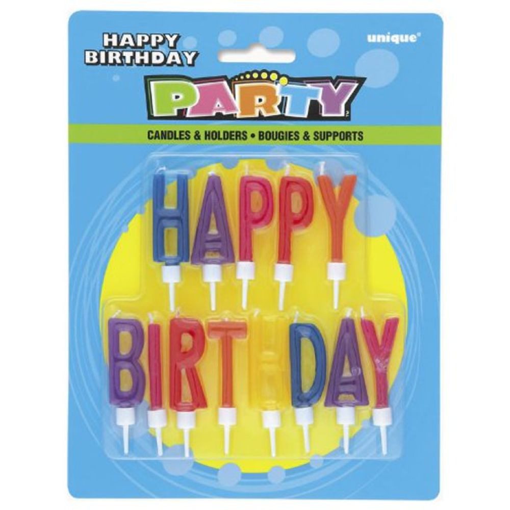 Unique Industries Inc. Geburtstagskerze Kerzen Happy Birthday mit Halter 13Stk.