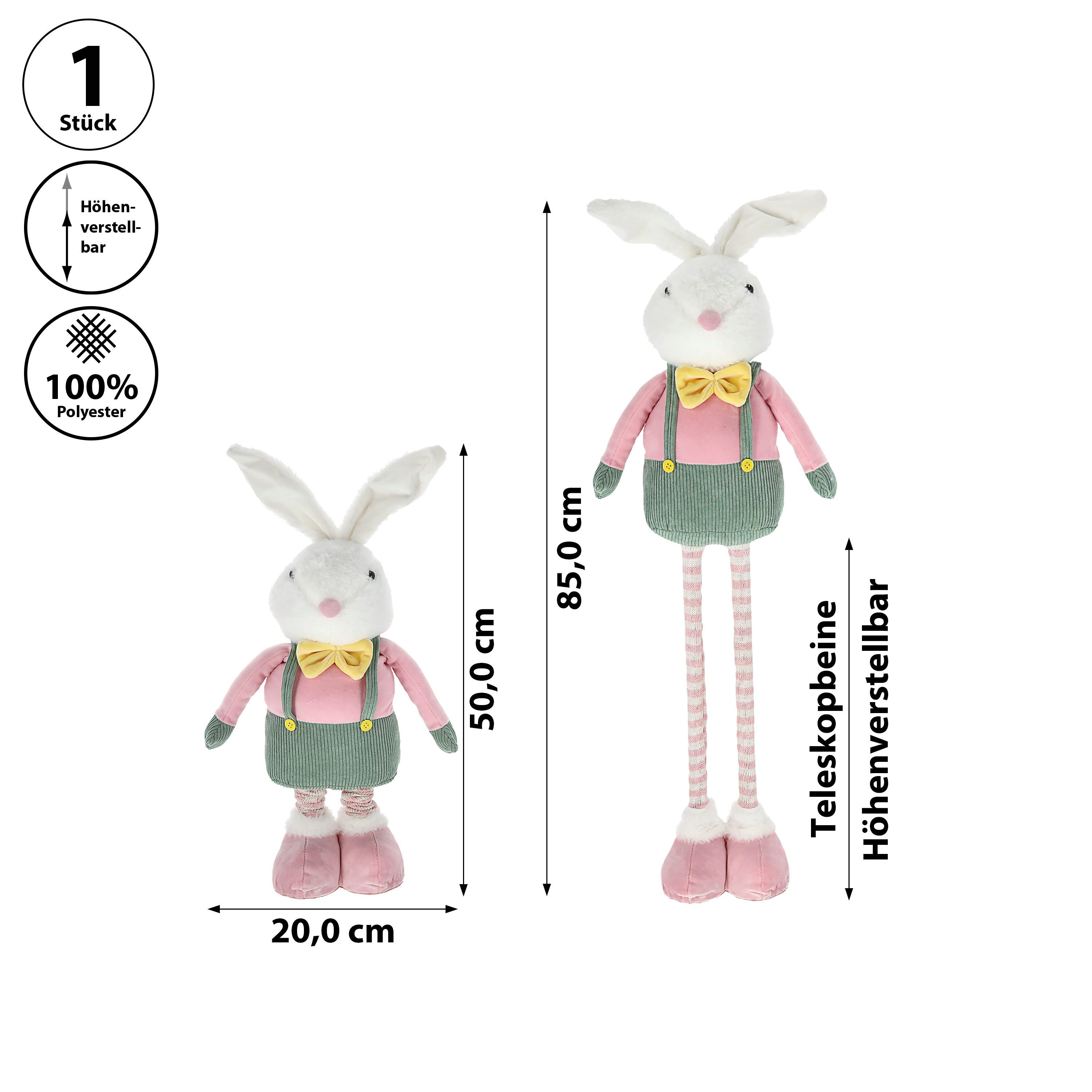 CEPEWA Dekofigur Osterhase Peter Teleskopbeine max. H85cm Polyester Metall günstig online kaufen