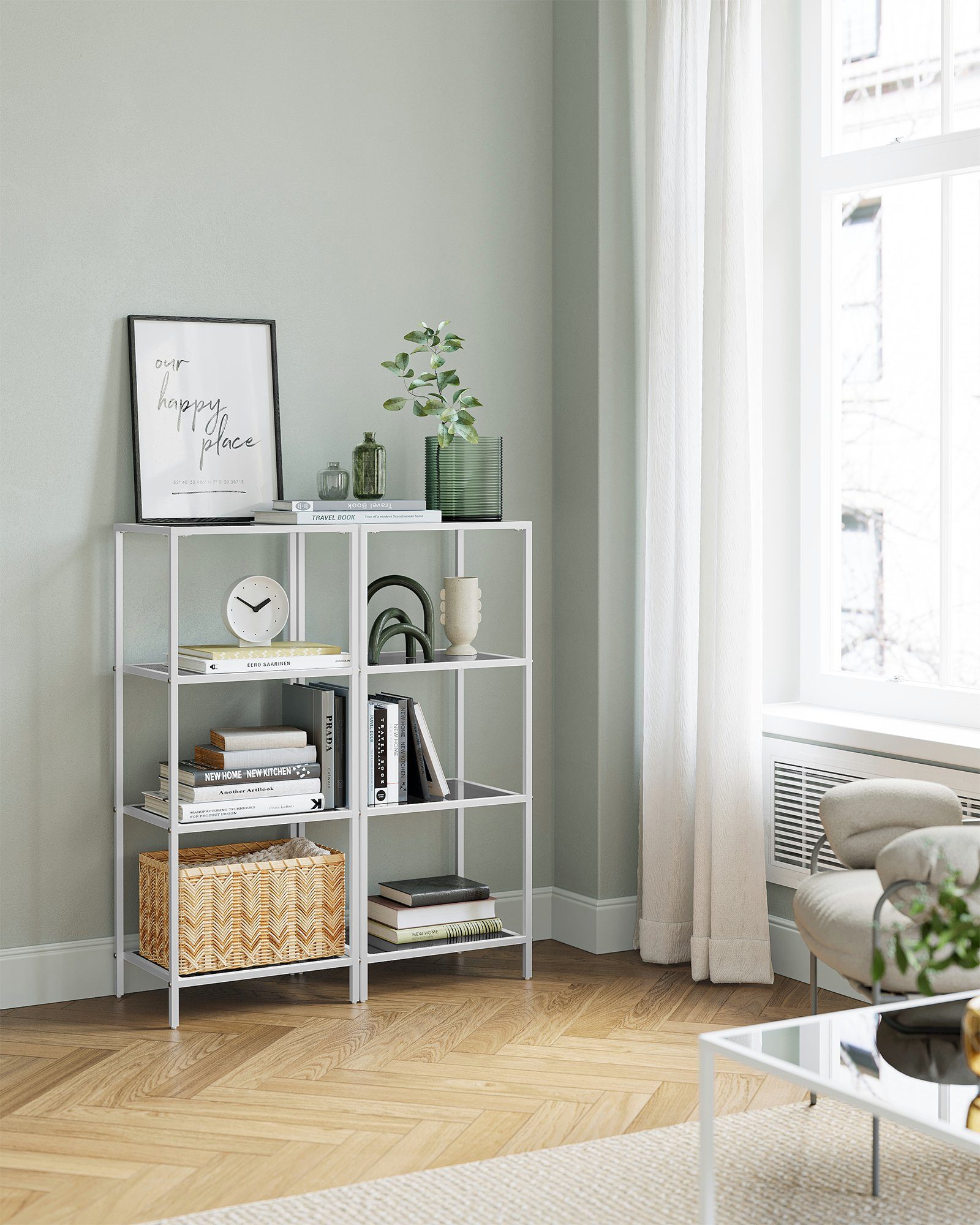 VASAGLE Bücherregal, 1-tlg., Standregal, Küchenregal, stabil, H:90 - 177.3 günstig online kaufen